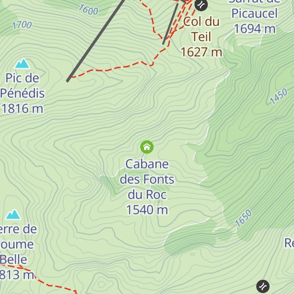 Map of Cabane des Fonts du Roc
