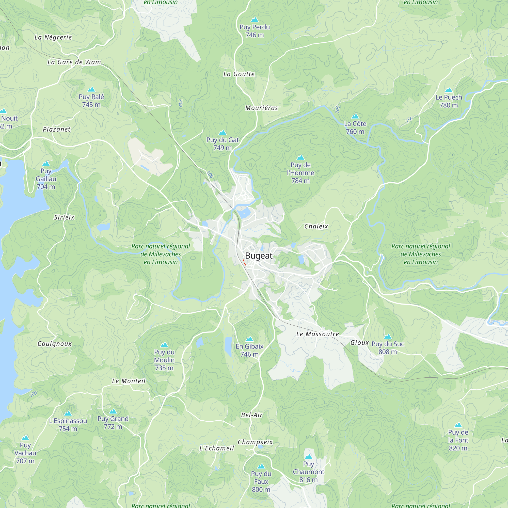 Office de Tourisme Terres de Corrèze Bureau de Bugeat map