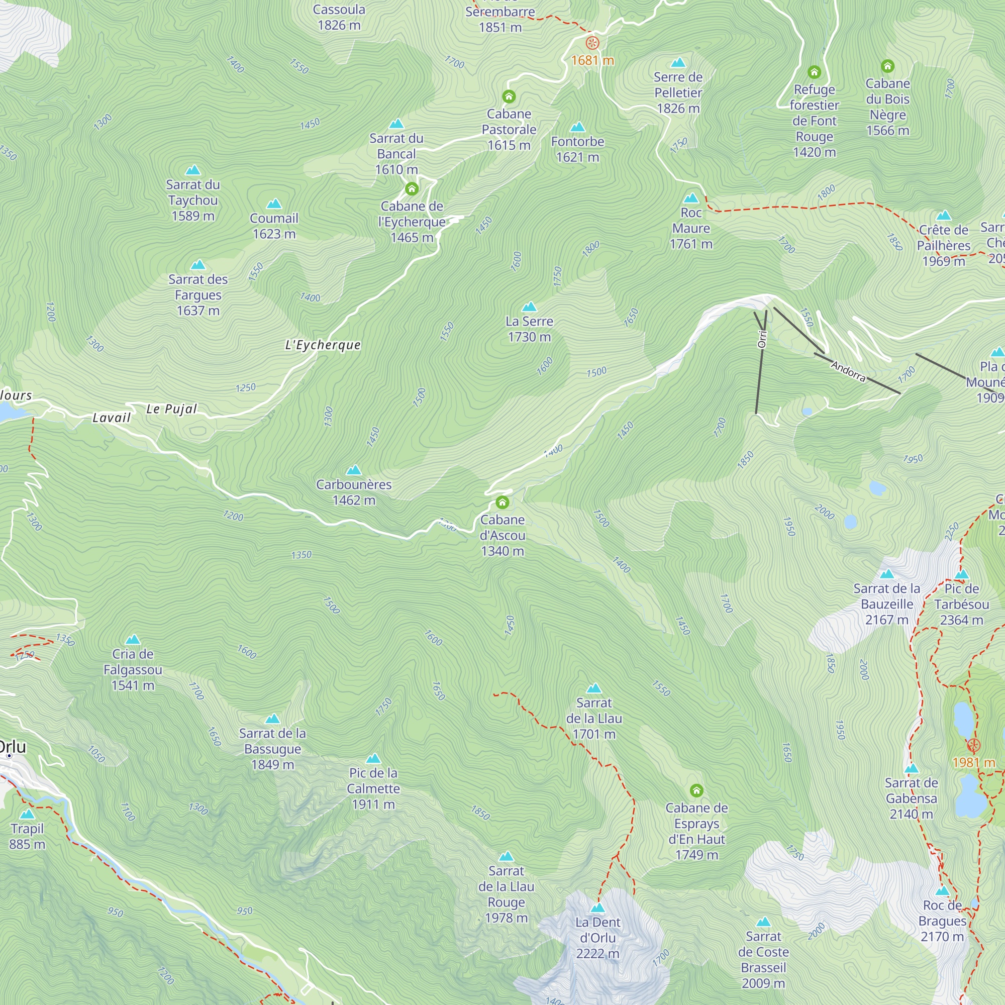 Cabane d'Ascou map