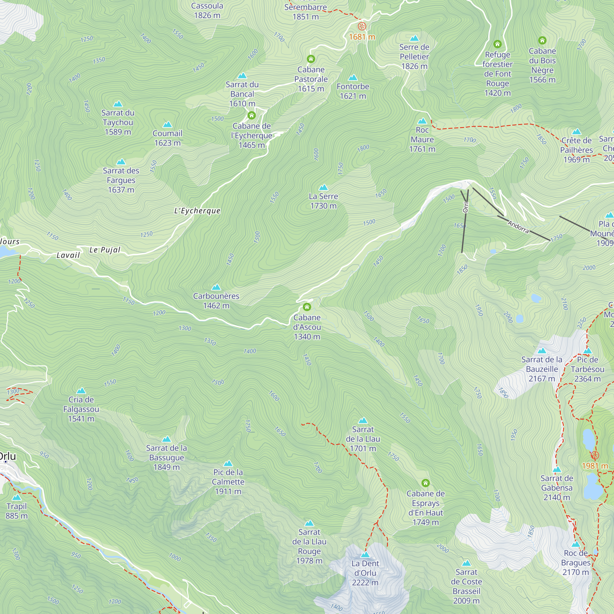 Cabane d'Ascou map