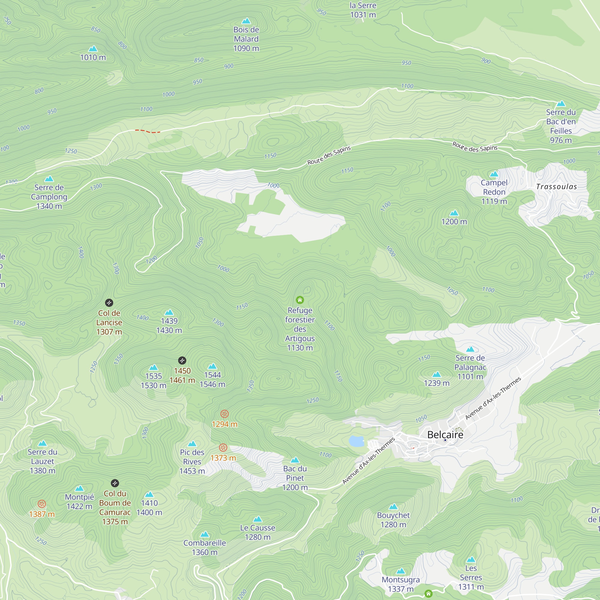 Refuge forestier des Artigous map