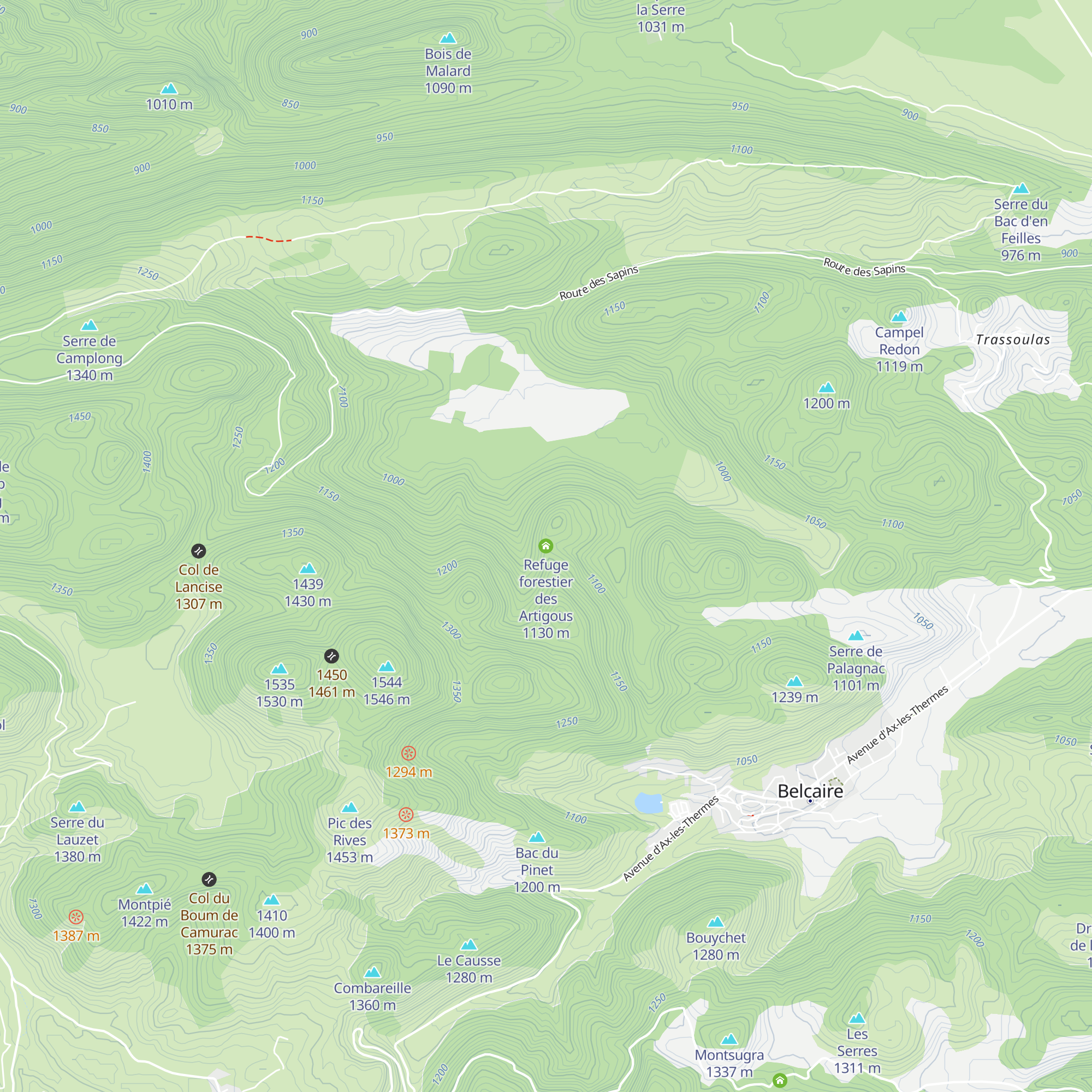 Refuge forestier des Artigous map