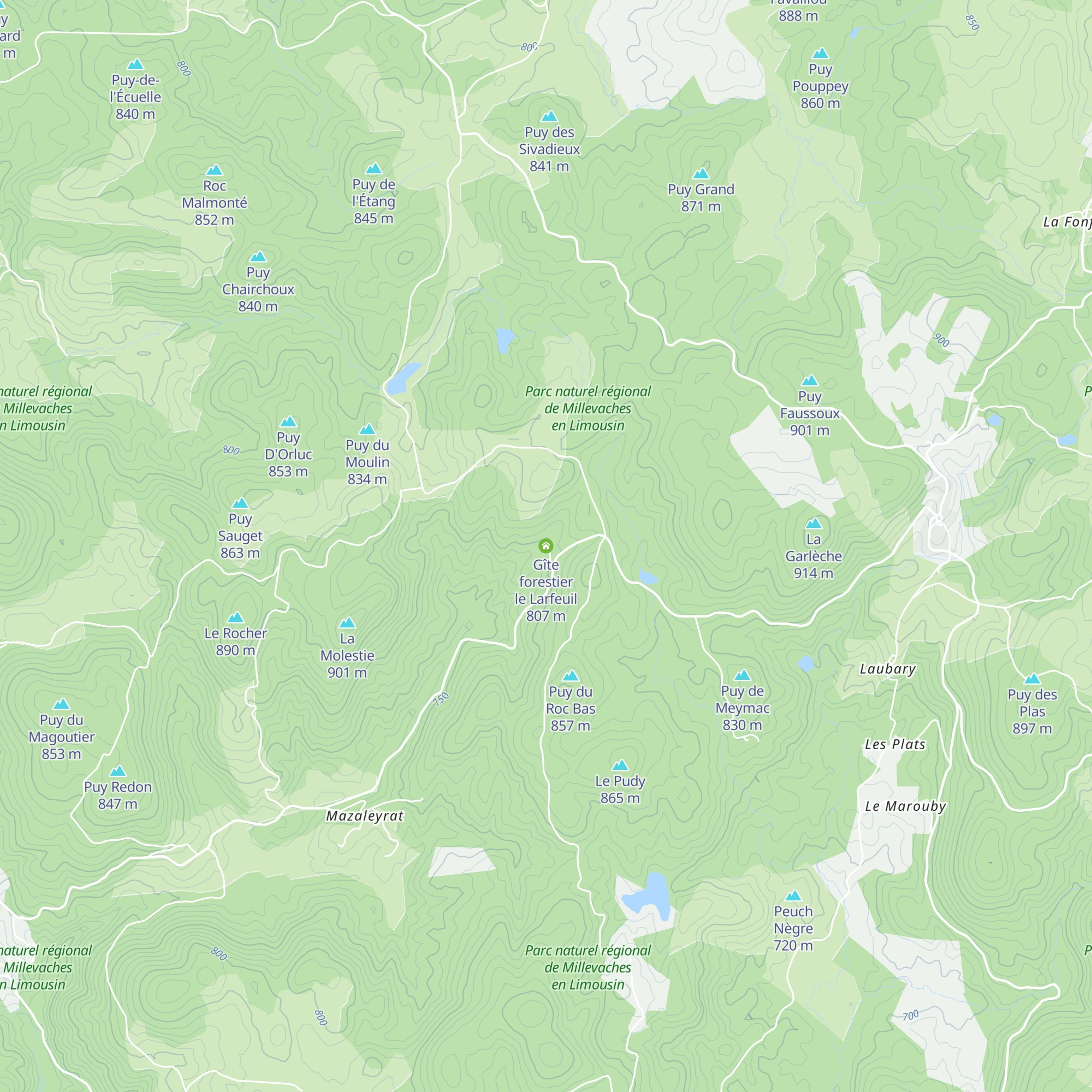 Gîte forestier le Larfeuil map