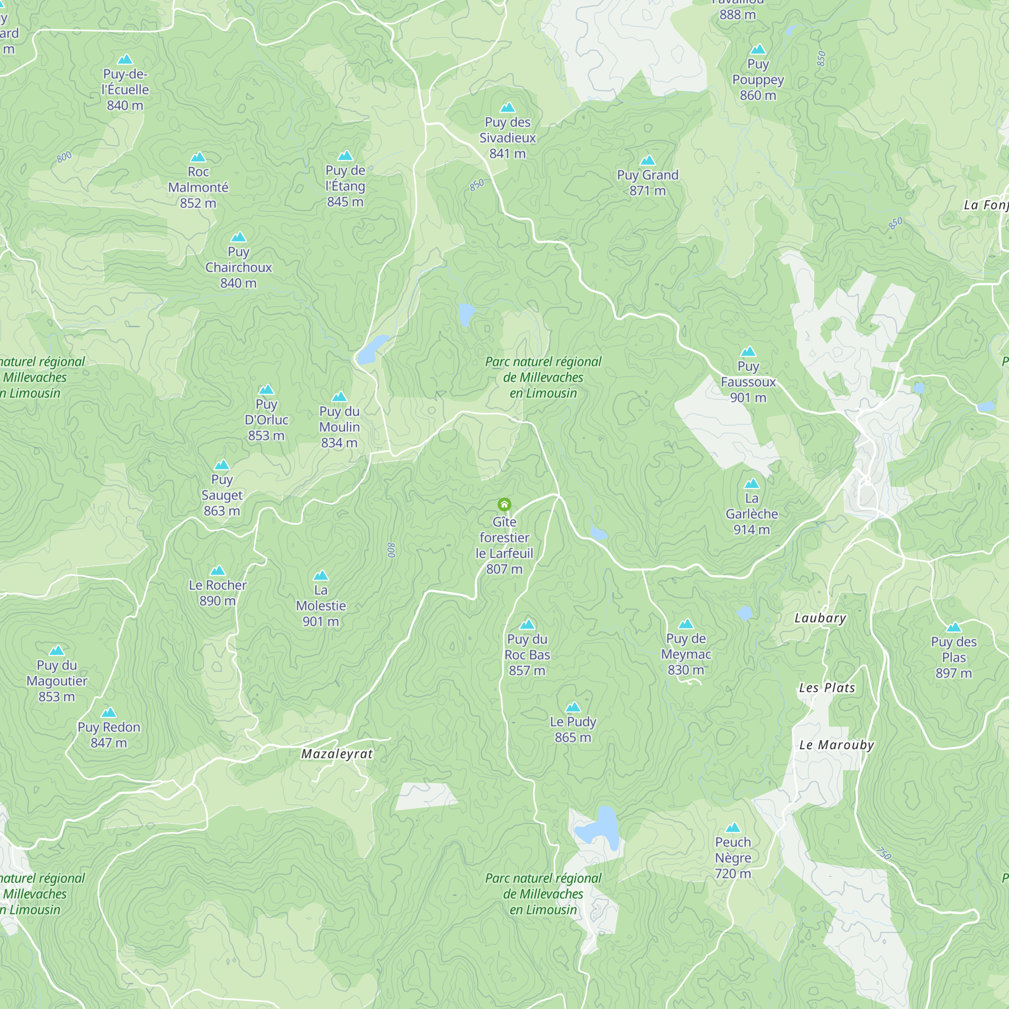 Gîte forestier le Larfeuil map