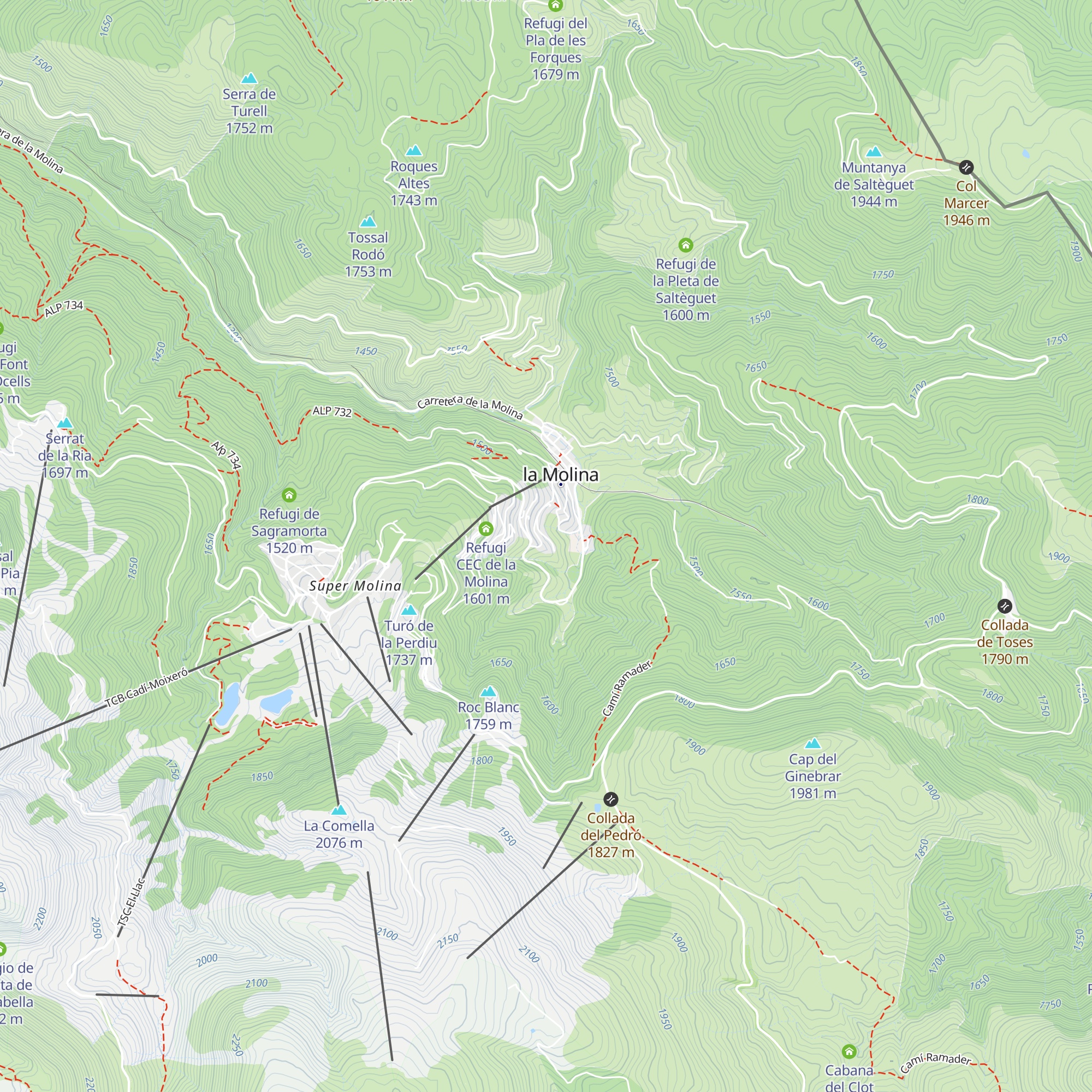 Refugi UEC de la Molina map