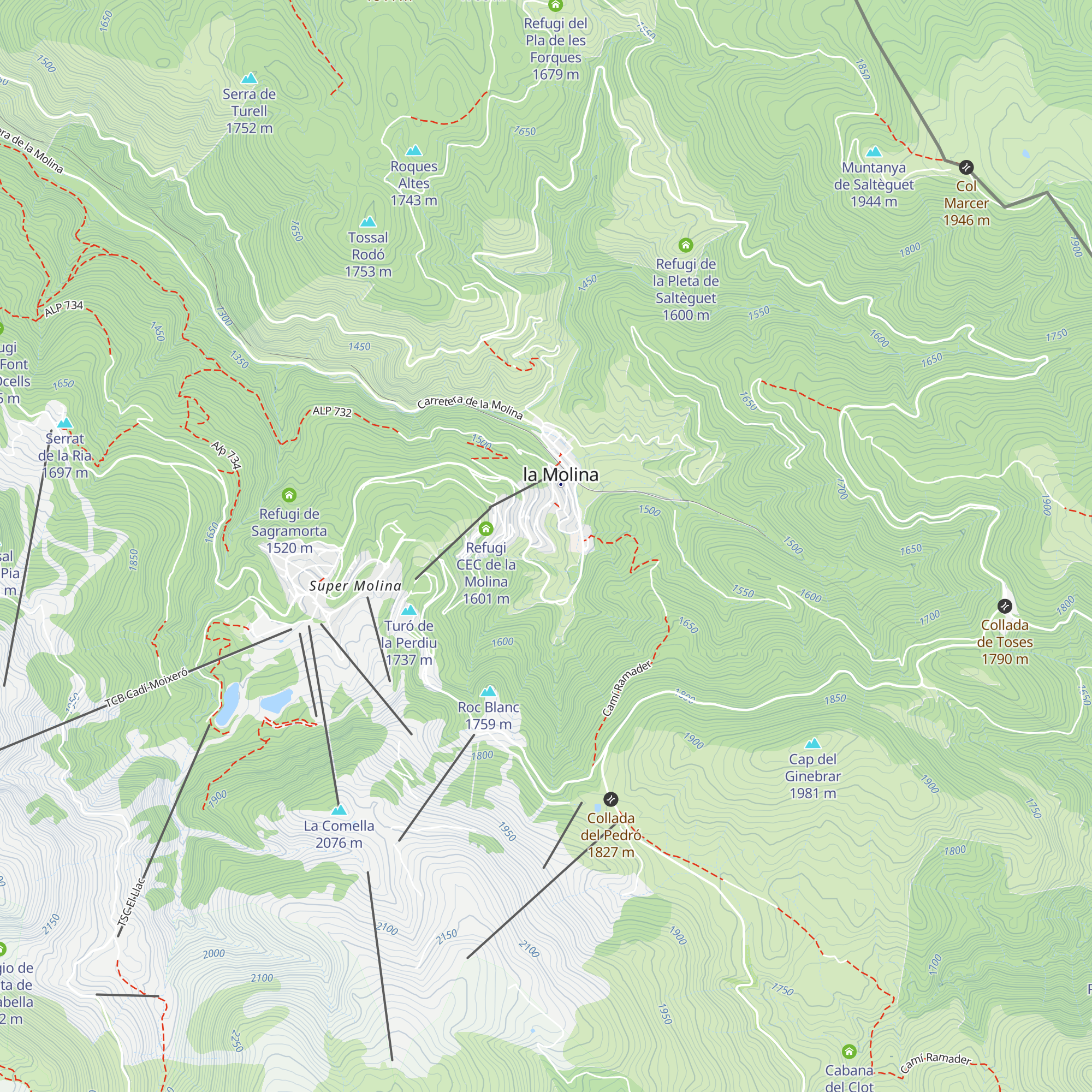 Refugi UEC de la Molina map