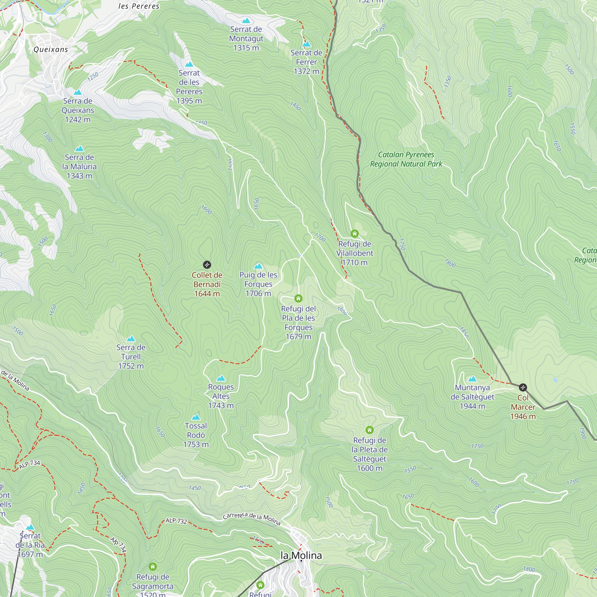 Refugi del Pla de les Forques map