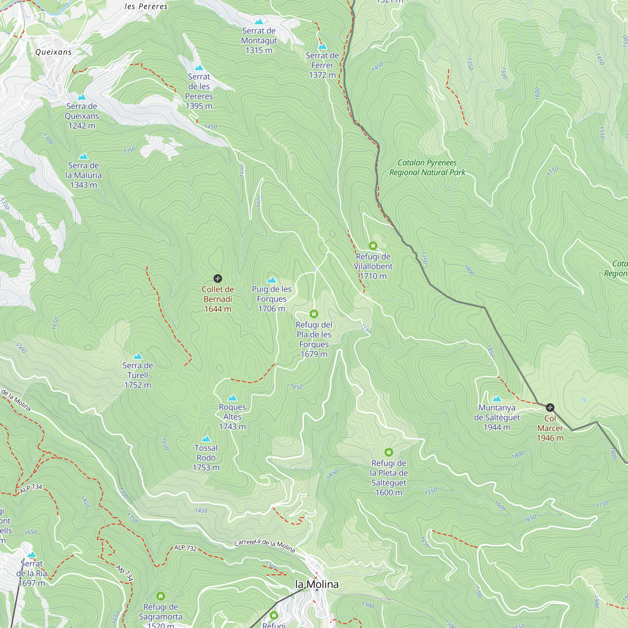 Refugi del Pla de les Forques map