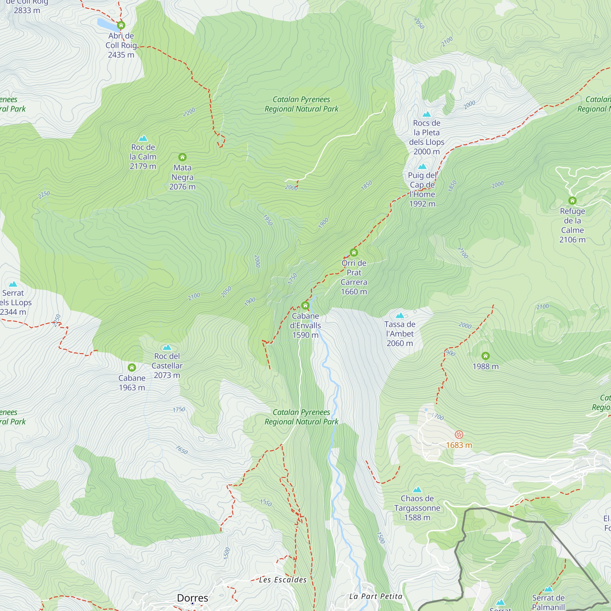 Cabane d'Envalls map