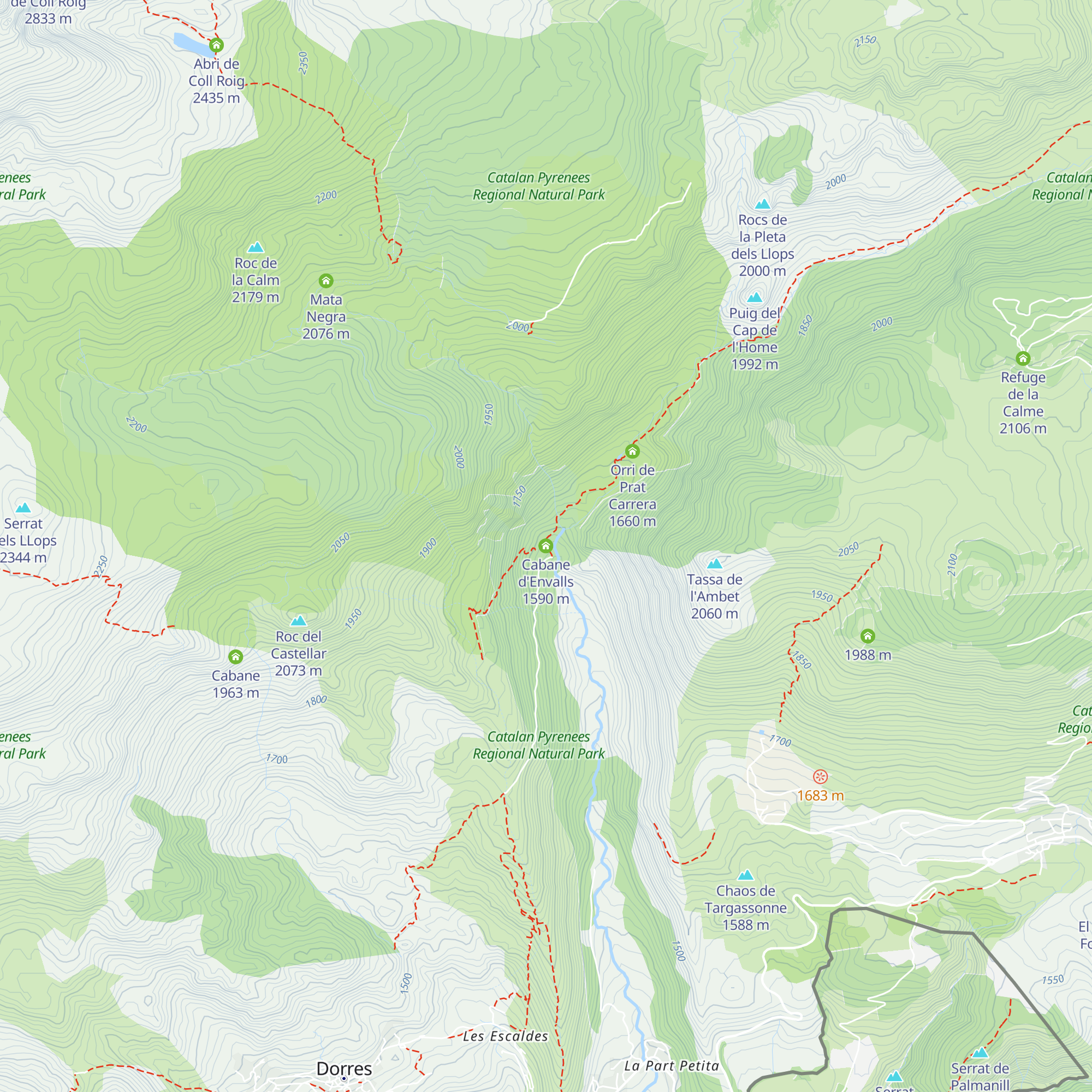 Cabane d'Envalls map