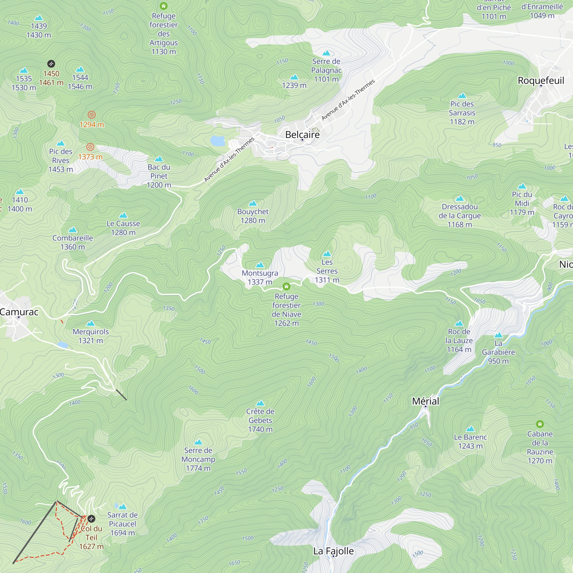 Refuge forestier de Niave map