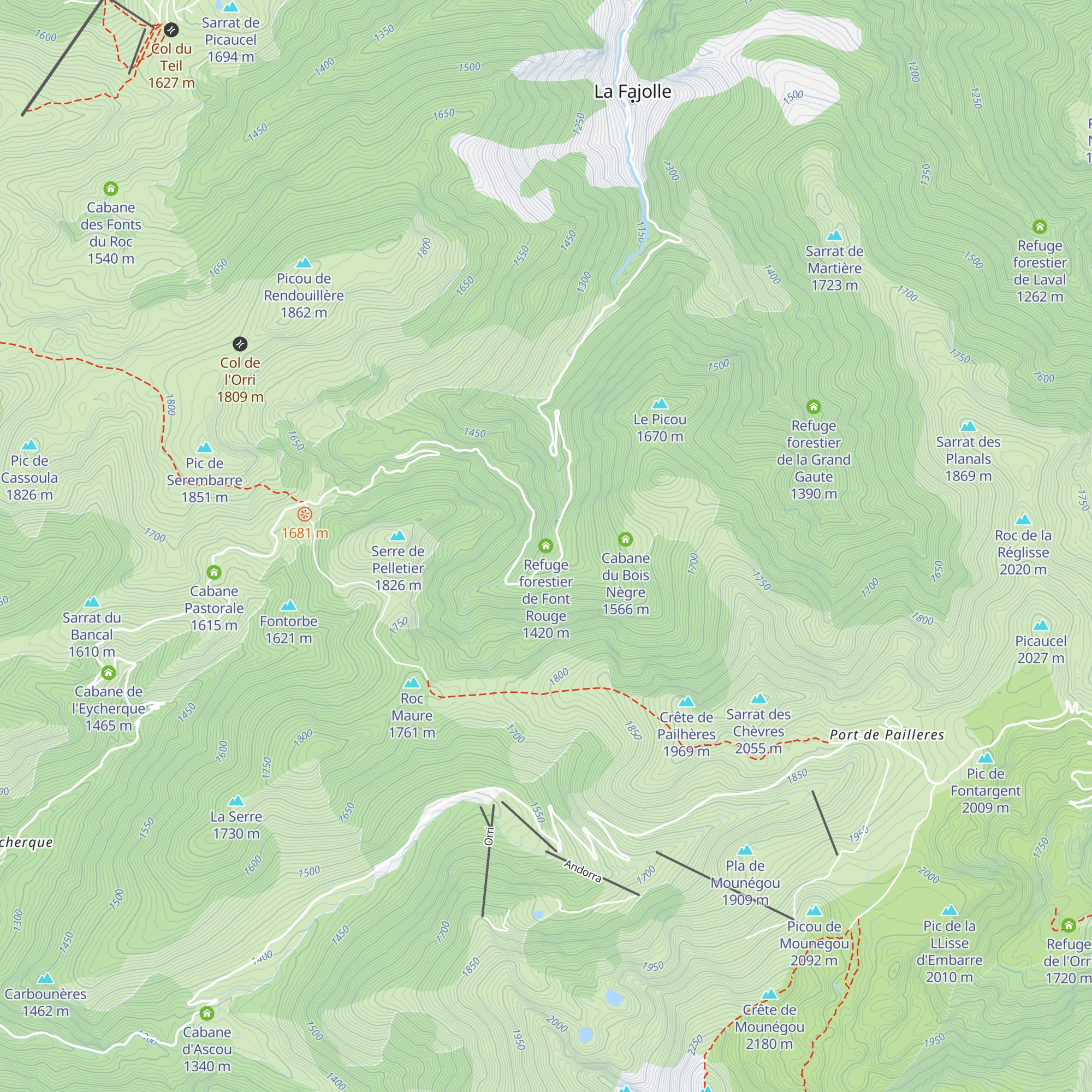 Refuge forestier de Font Rouge map