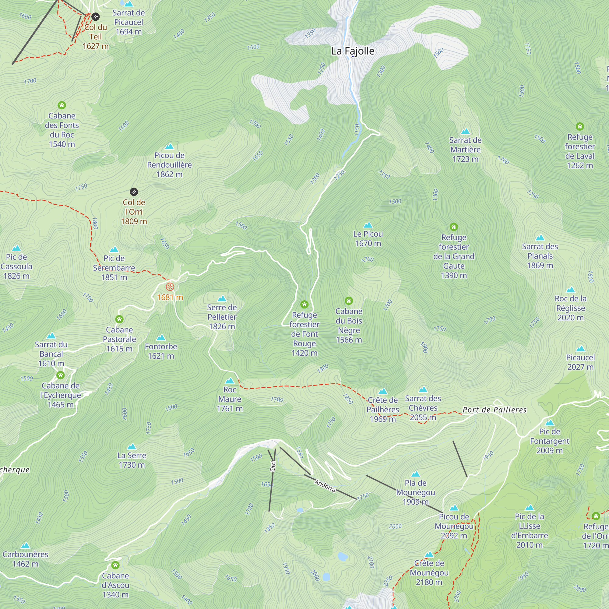 Refuge forestier de Font Rouge map
