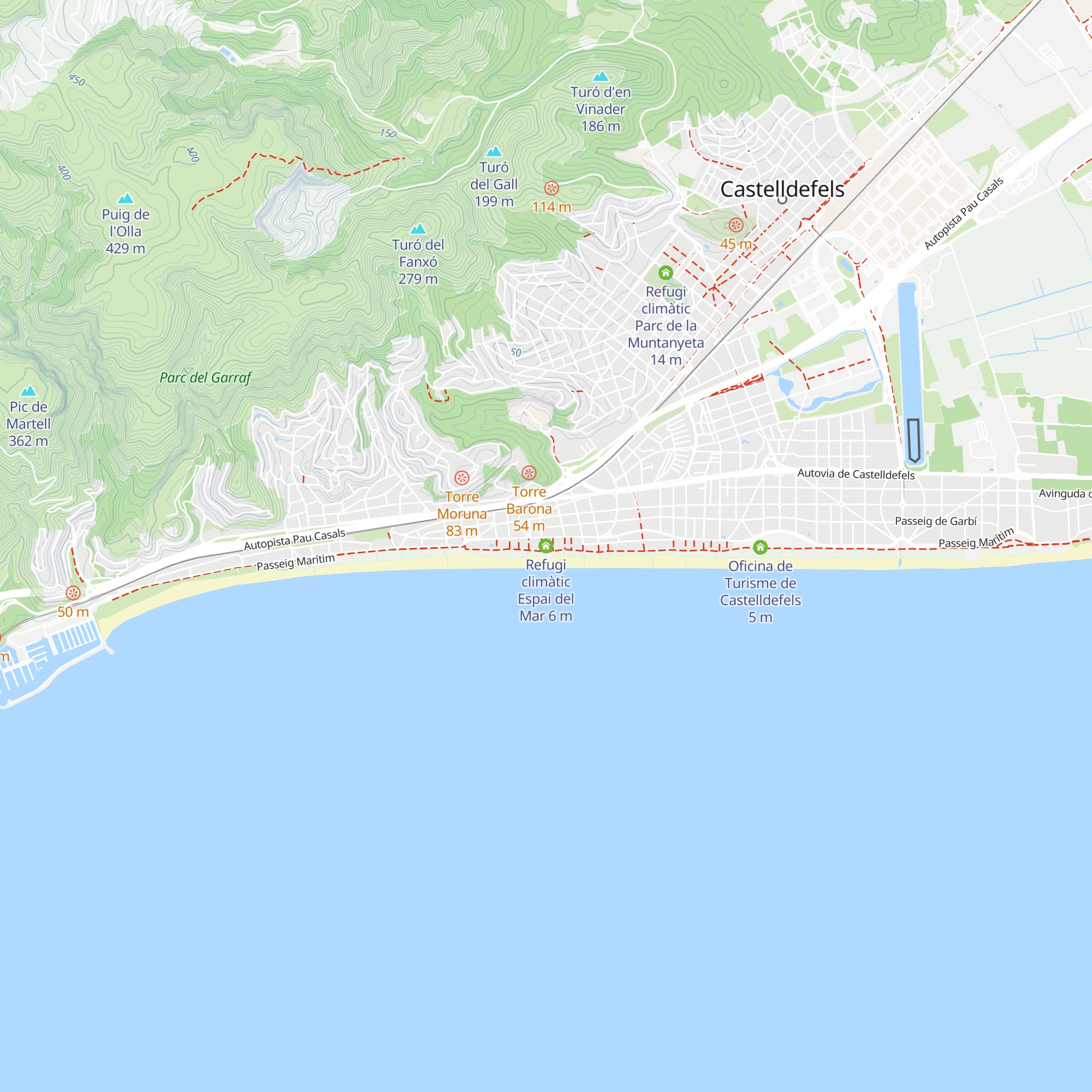 Refugi climàtic Espai del Mar map