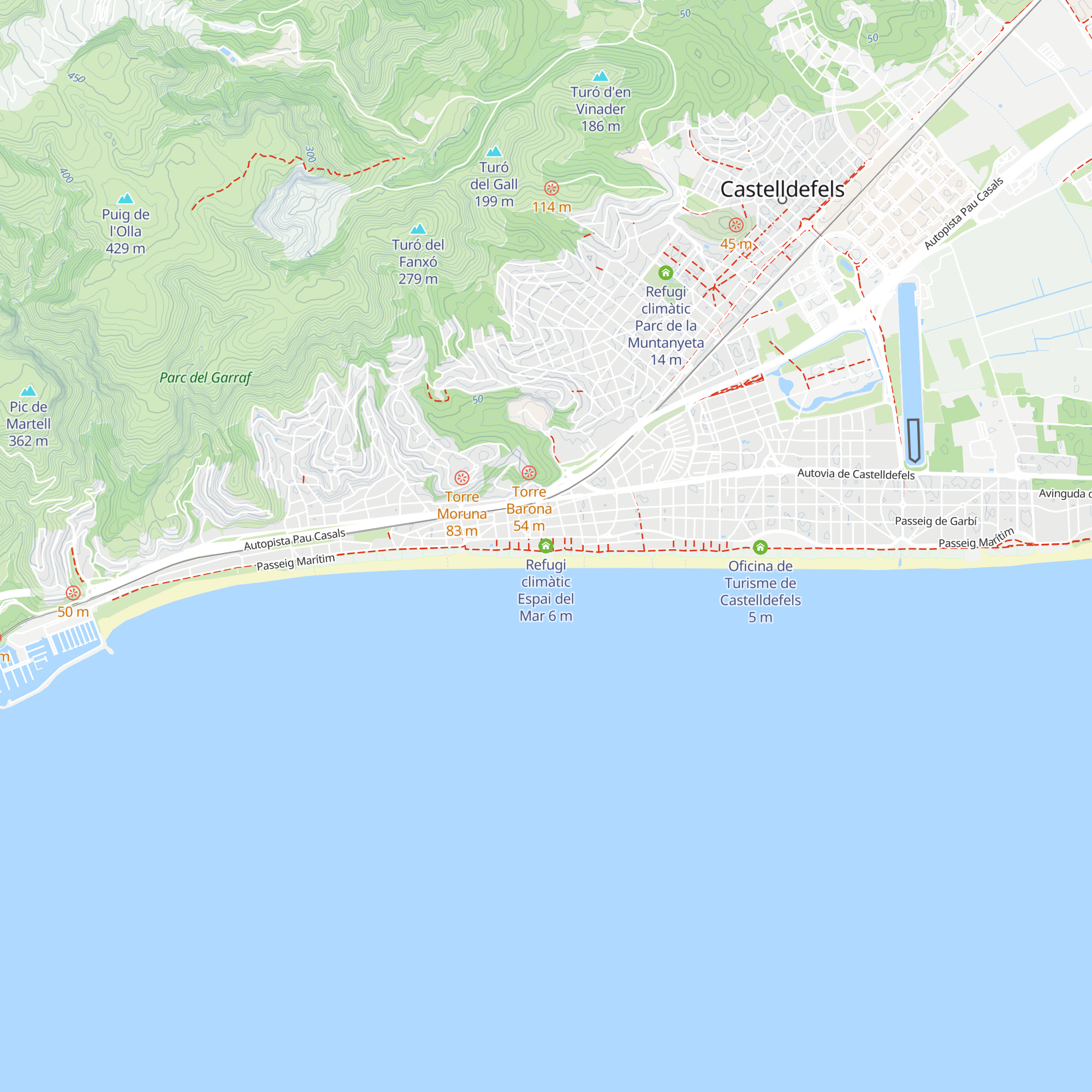 Refugi climàtic Espai del Mar map