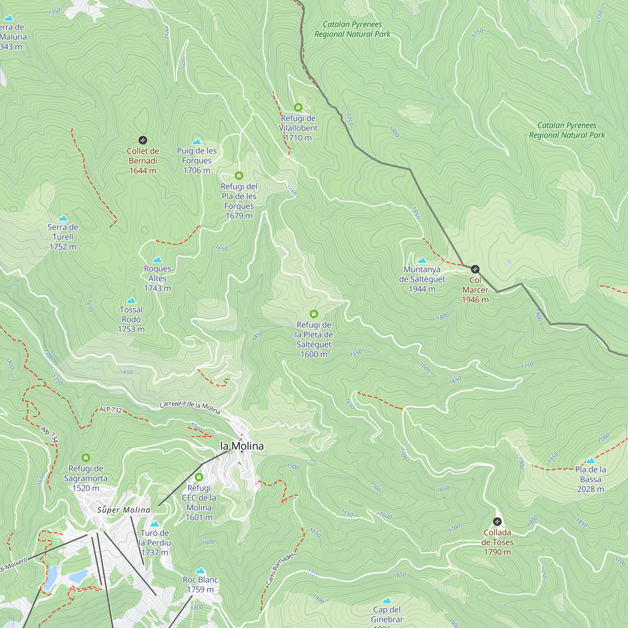Refugi de la Pleta de Saltèguet map