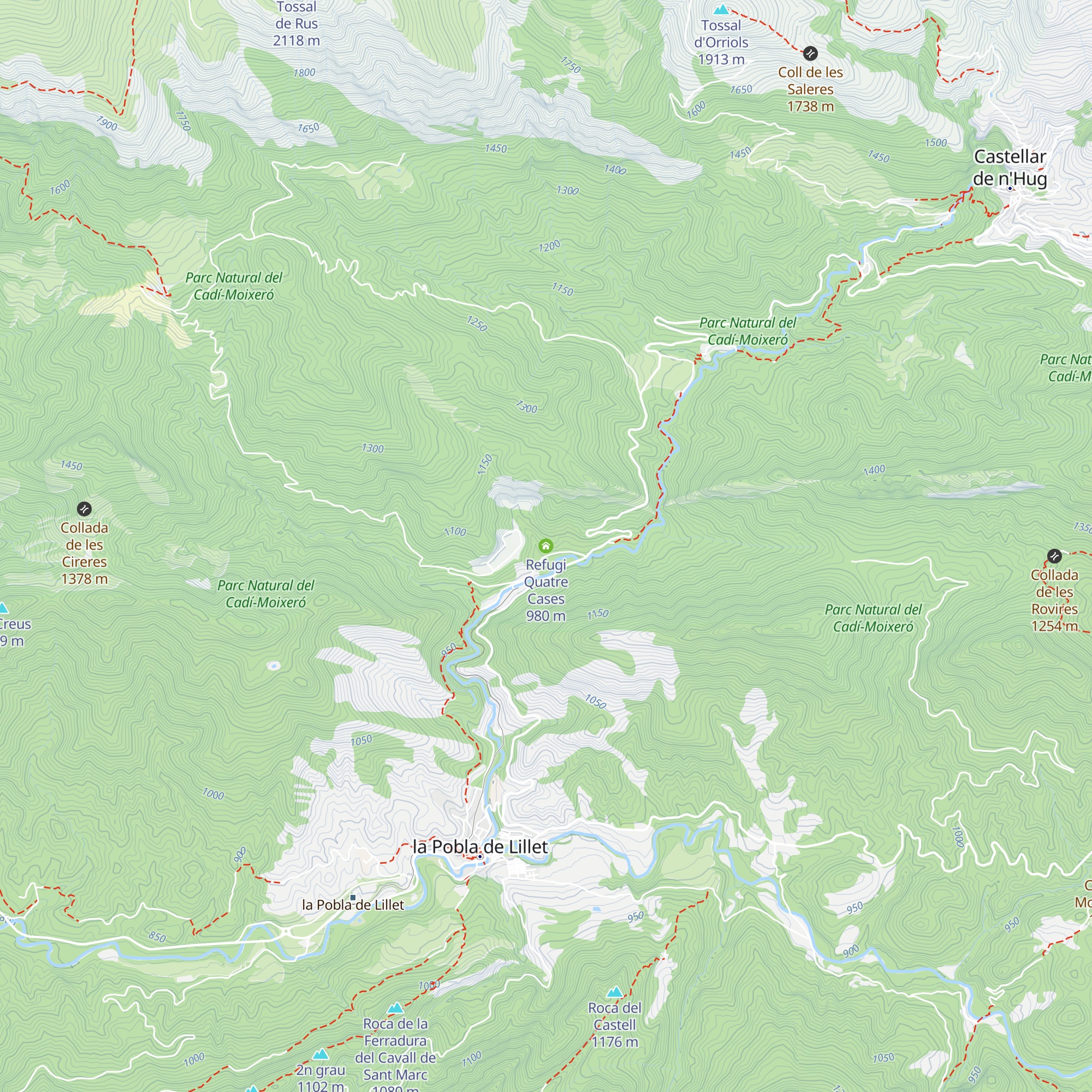 Refugi Quatre Cases map