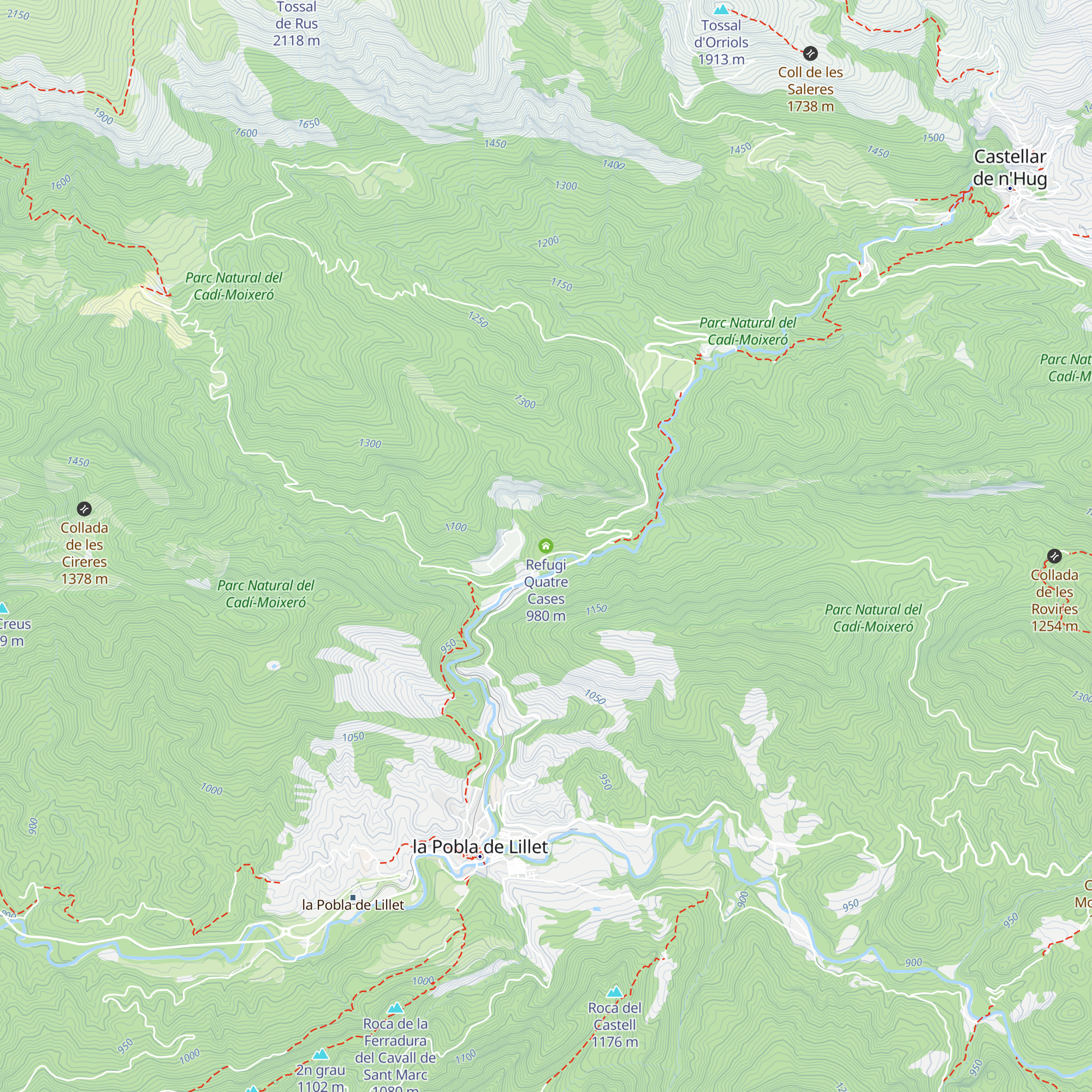 Refugi Quatre Cases map