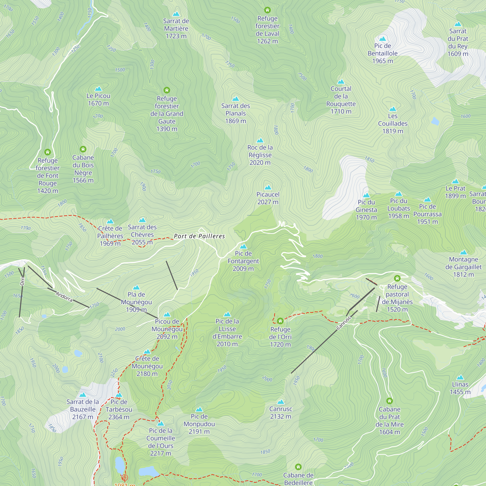 Cabane du Col de Pailhères map