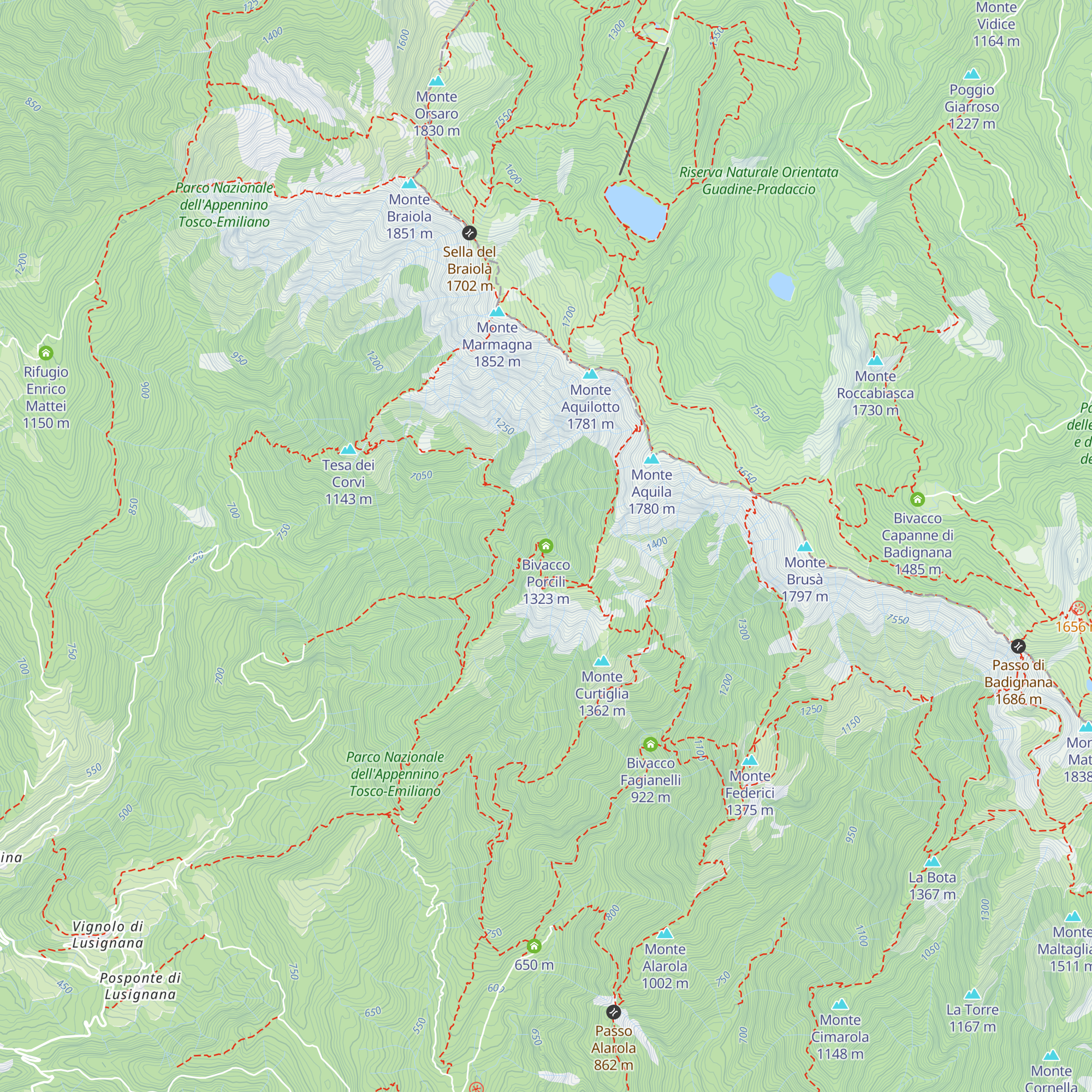 Bivacco Porcili map