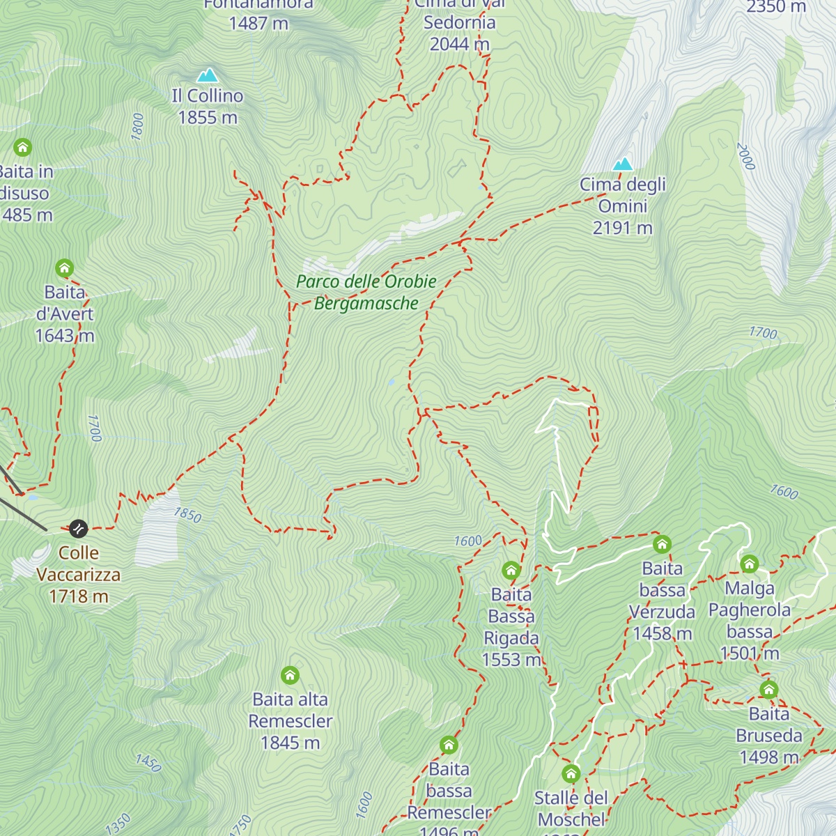 Baita alta di Rigada map