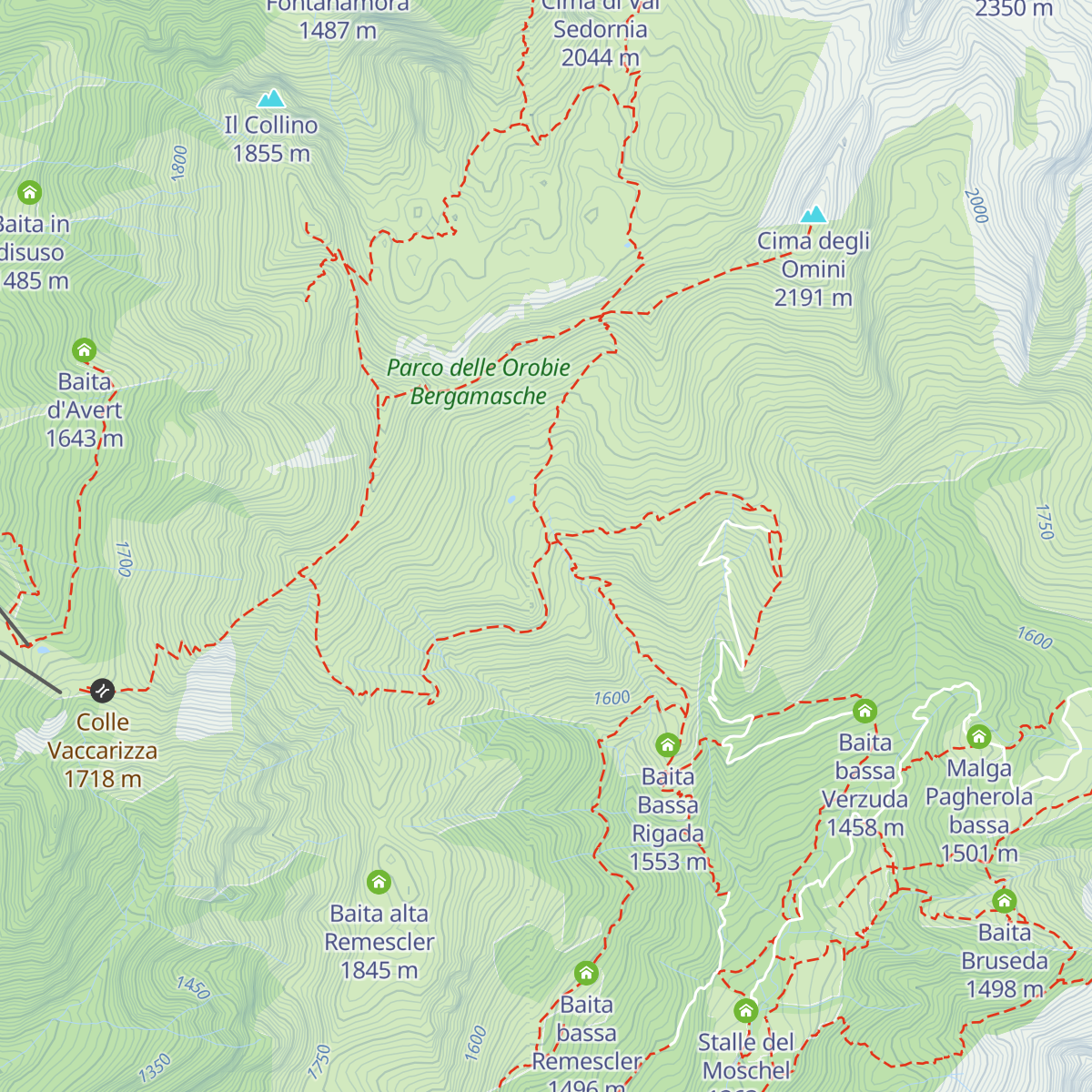 Baita alta di Rigada map