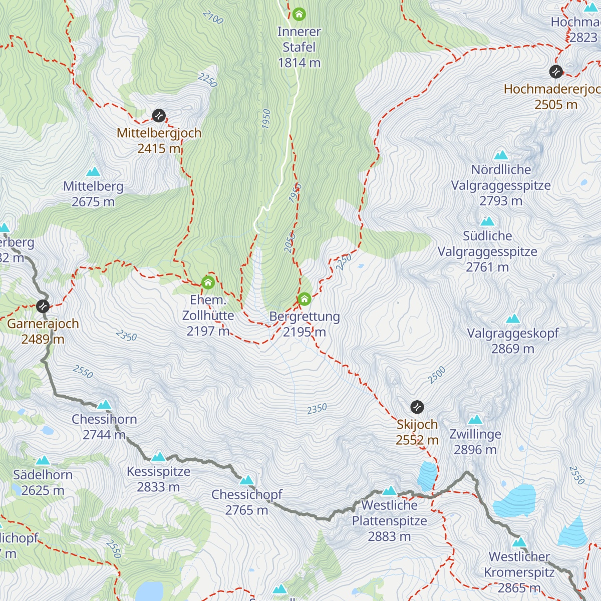Tübinger Hütte map
