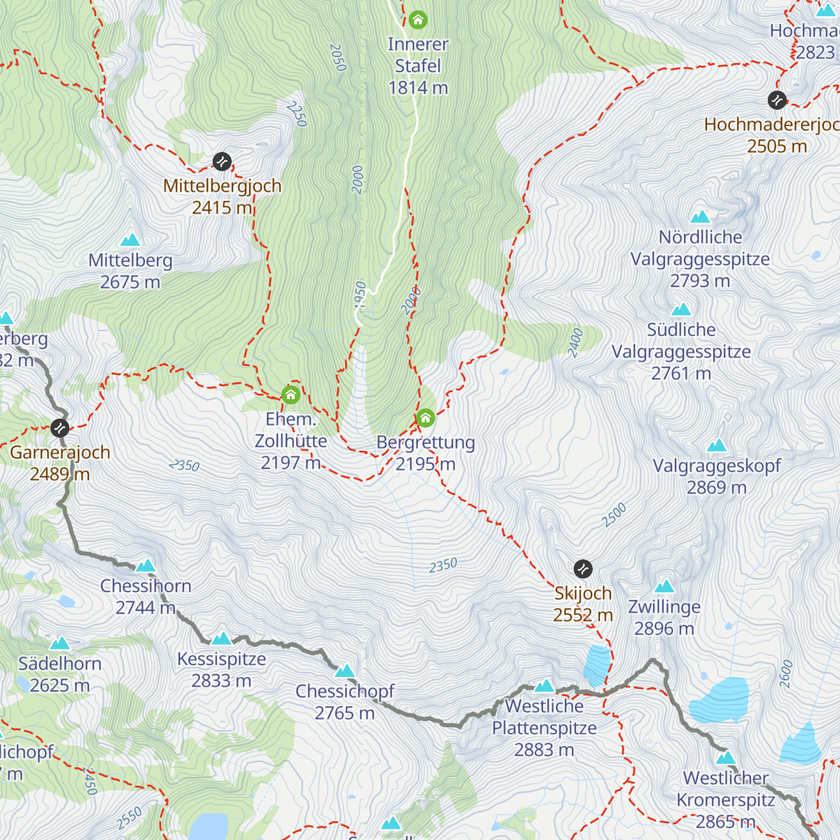 Tübinger Hütte map