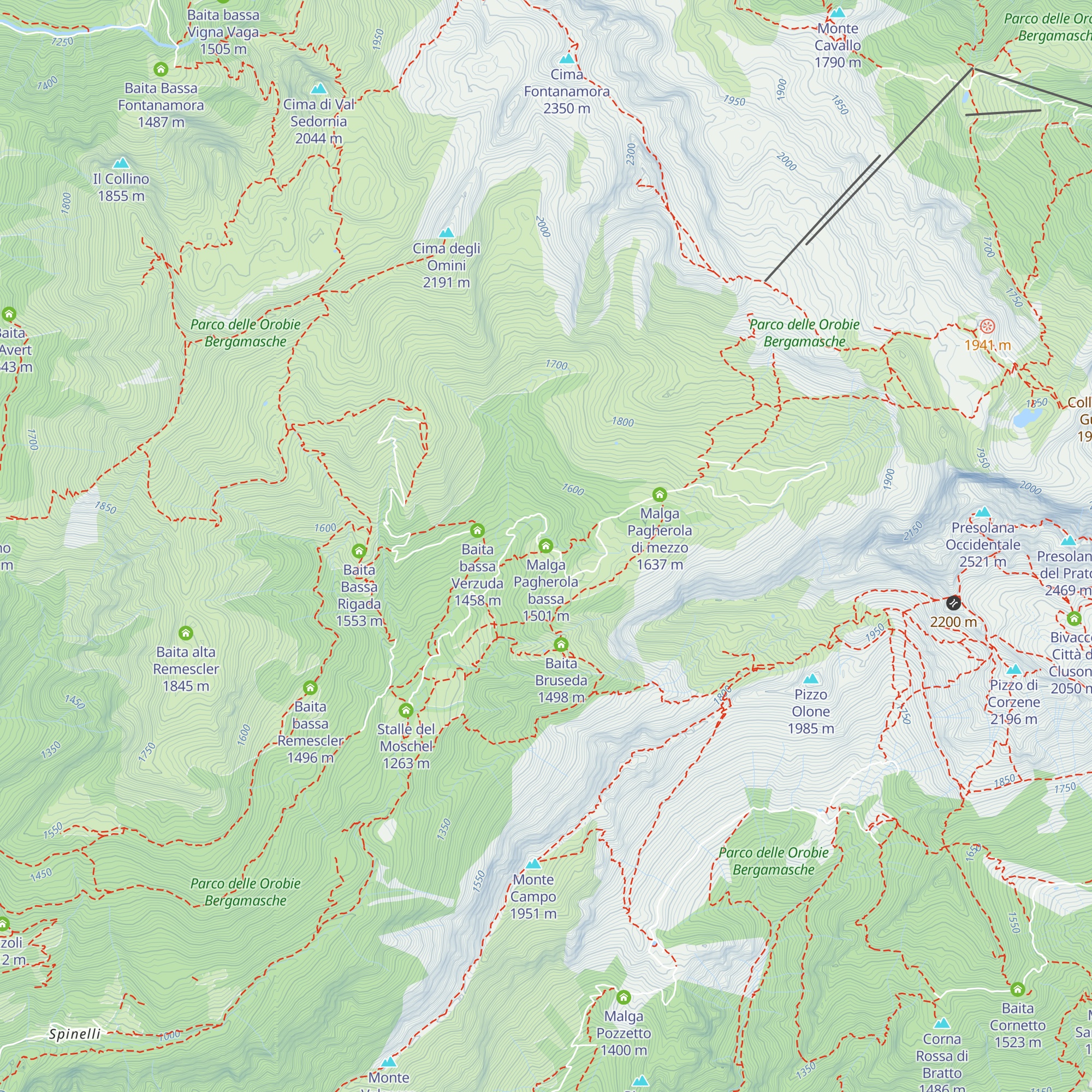 Malga Pagherola bassa map
