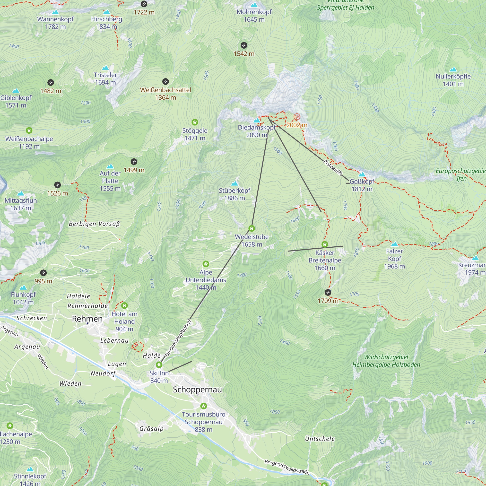 Alpe Mitteldiedams map