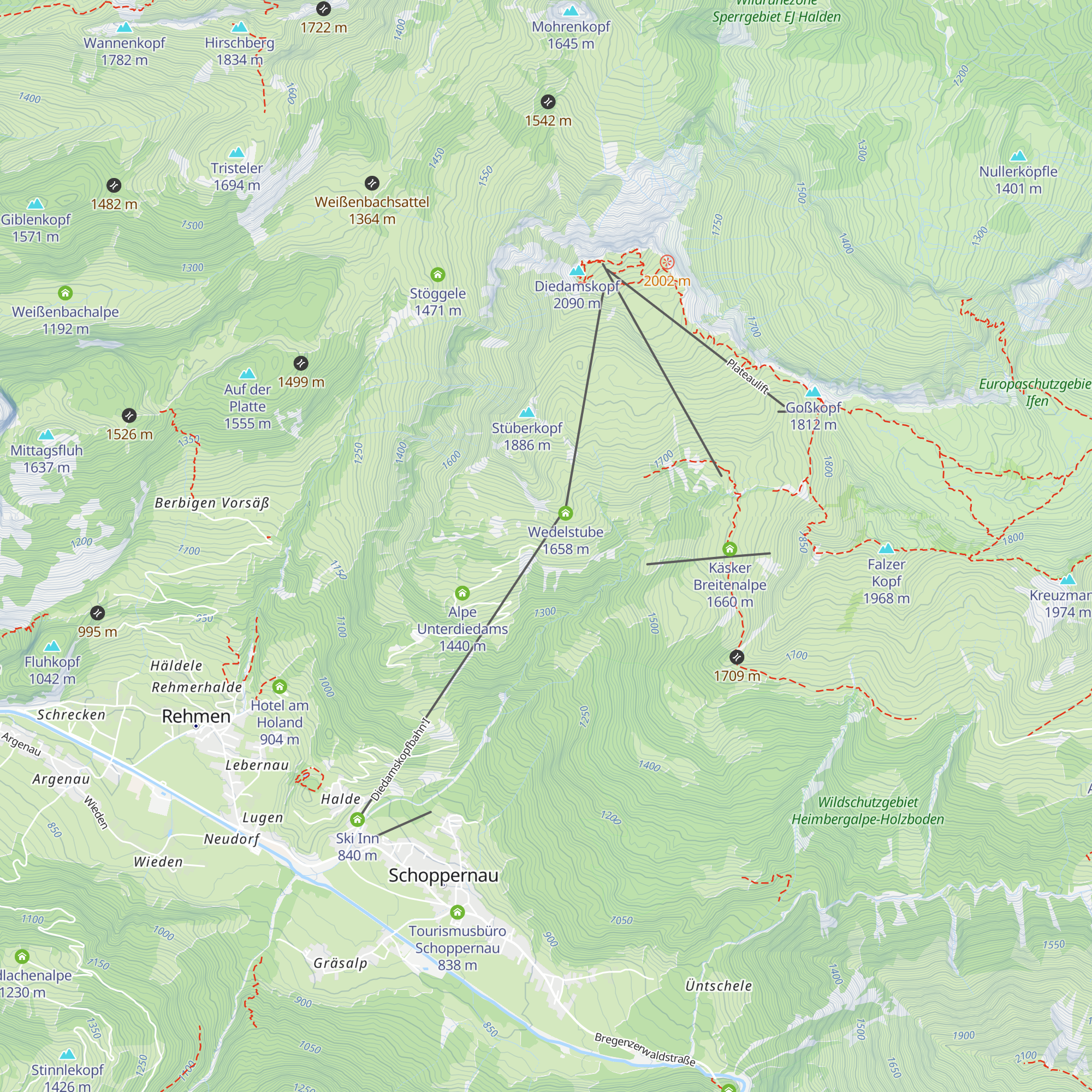 Alpe Mitteldiedams map