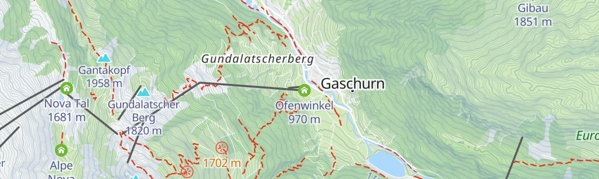 Map of the start of Tübinger Hütte