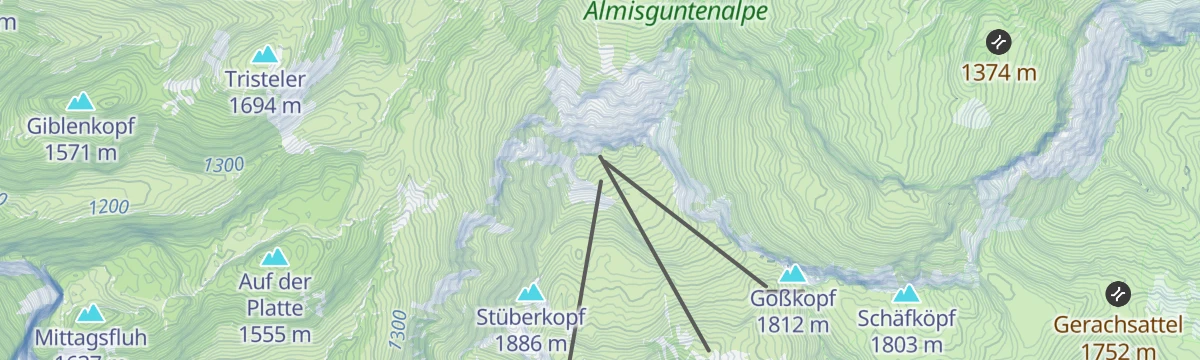Map of the start of Au-Schoppernau | Diedamskopf – Schwarzwasserhütte