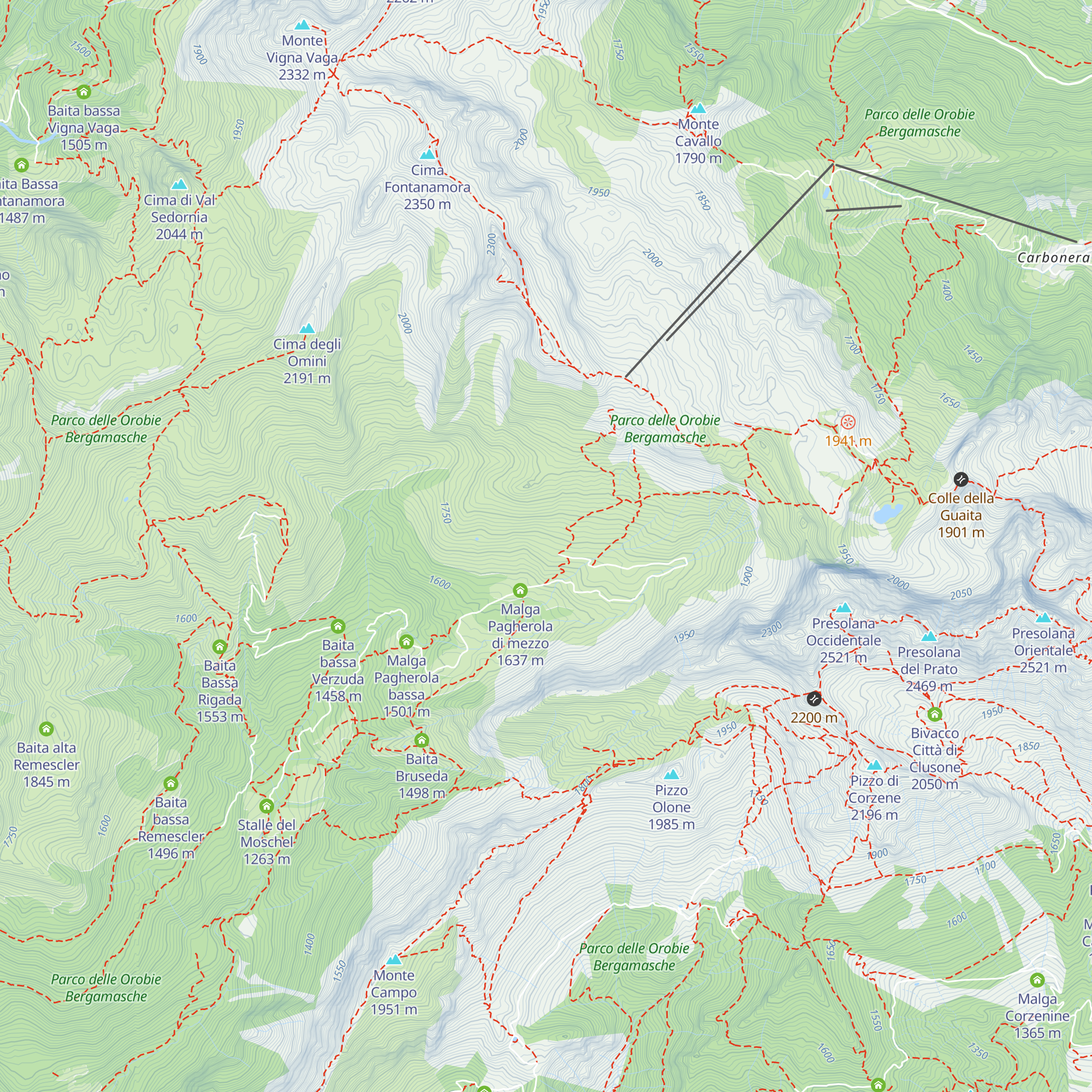 Baita alta Pagherola map