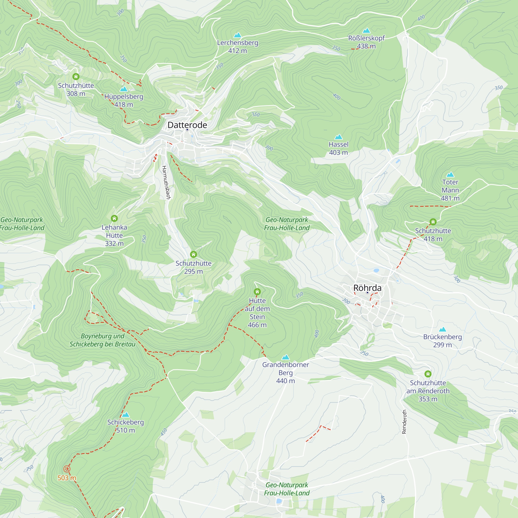 Hütte vor dem Sand map