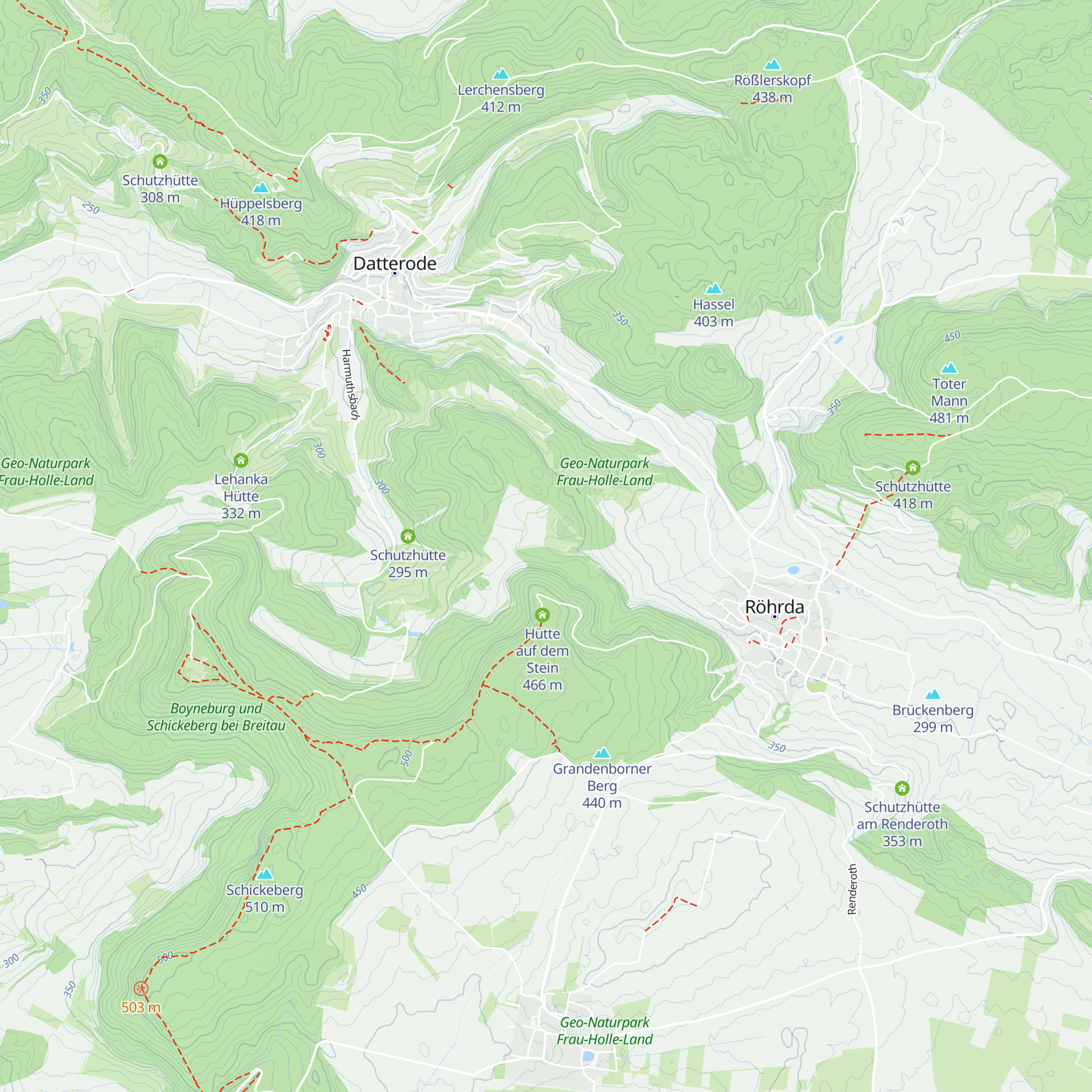 Hütte vor dem Sand map