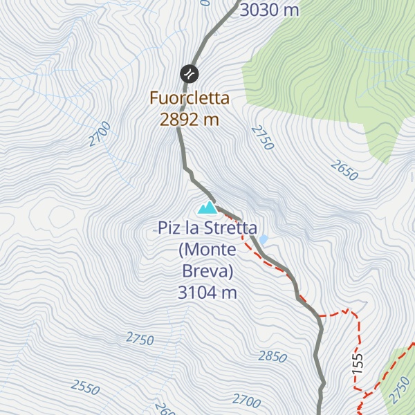 Map of Piz la Stretta (Monte Breva)