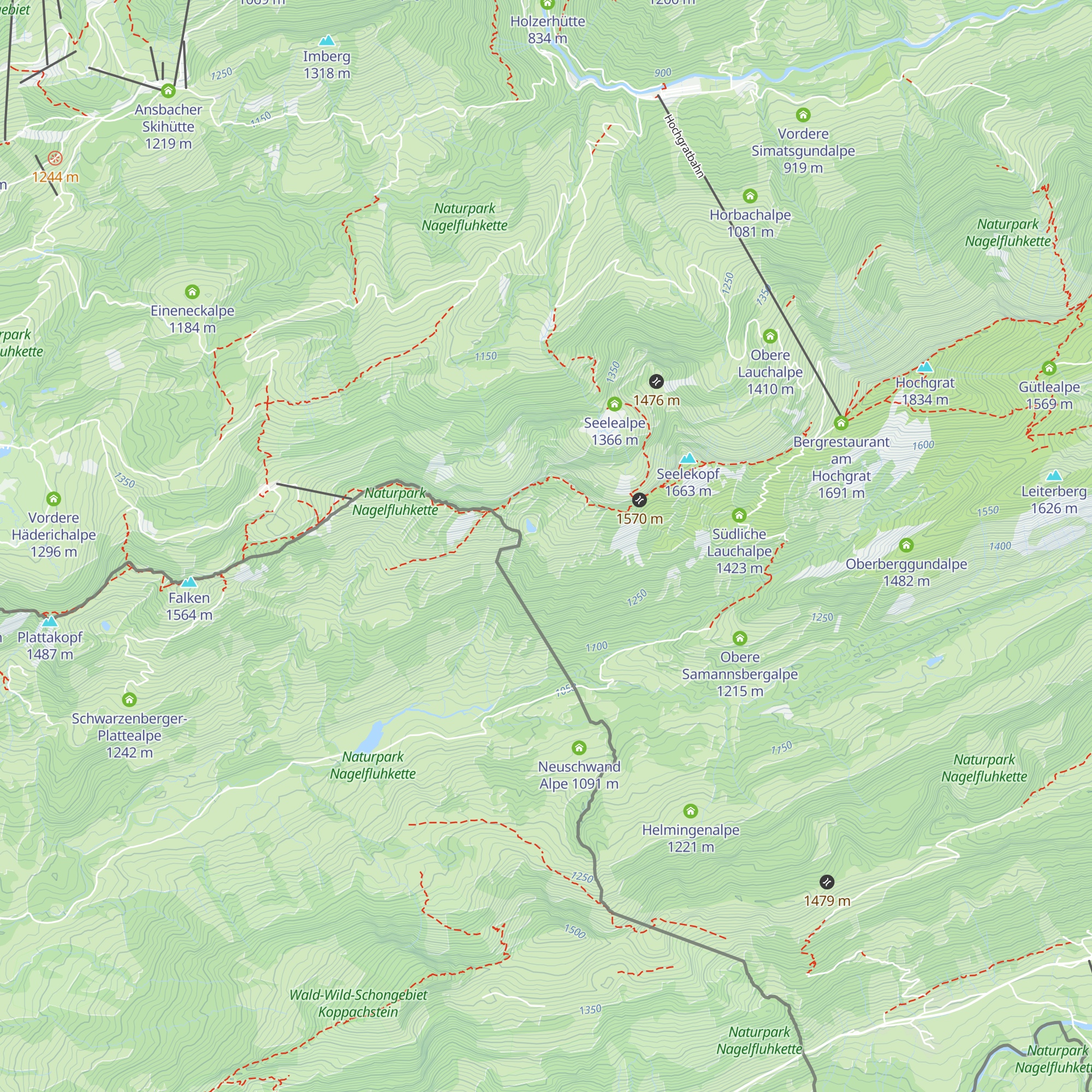 Hohenfluhealpe map