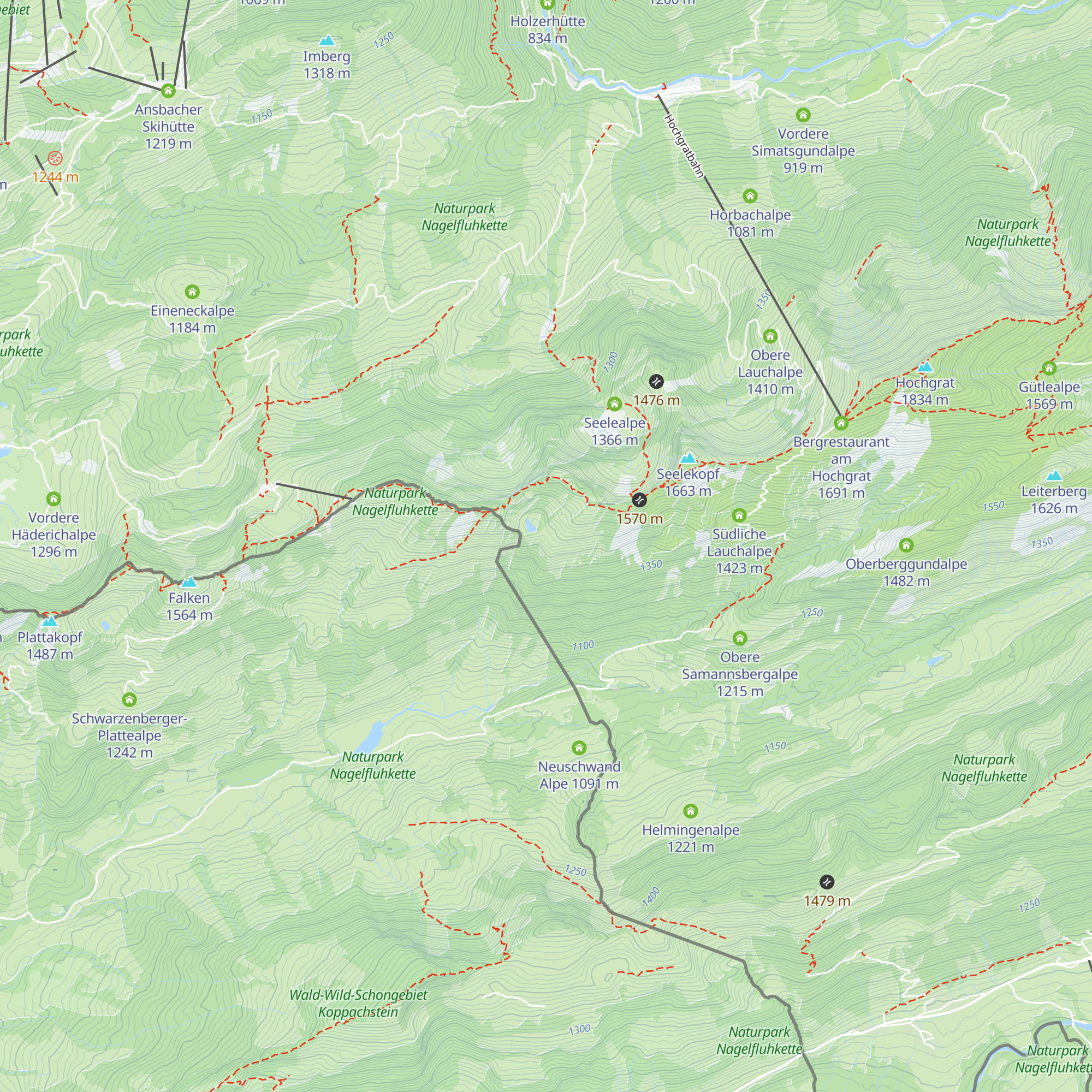 Hohenfluhealpe map