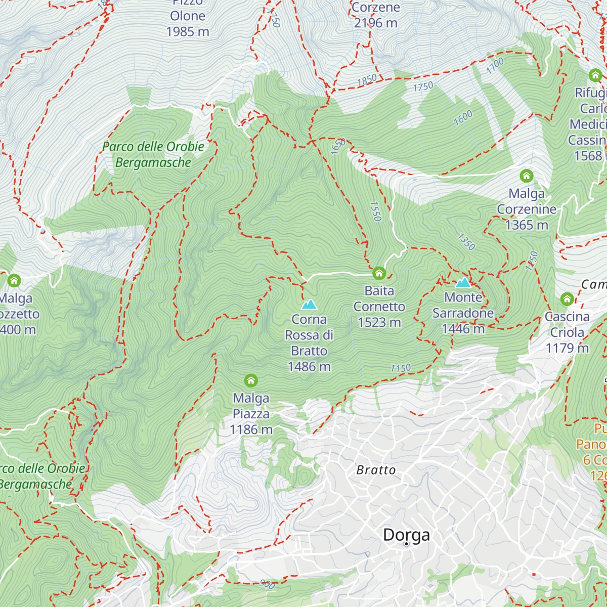 Malga Cornetto basso map