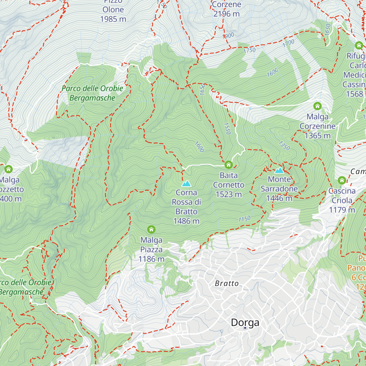 Malga Cornetto basso map