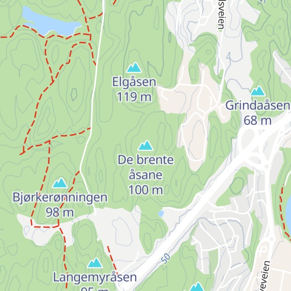 Map of De brente åsane