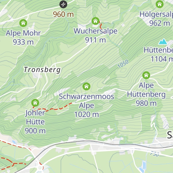 Map of Schwarzenmoos Alpe