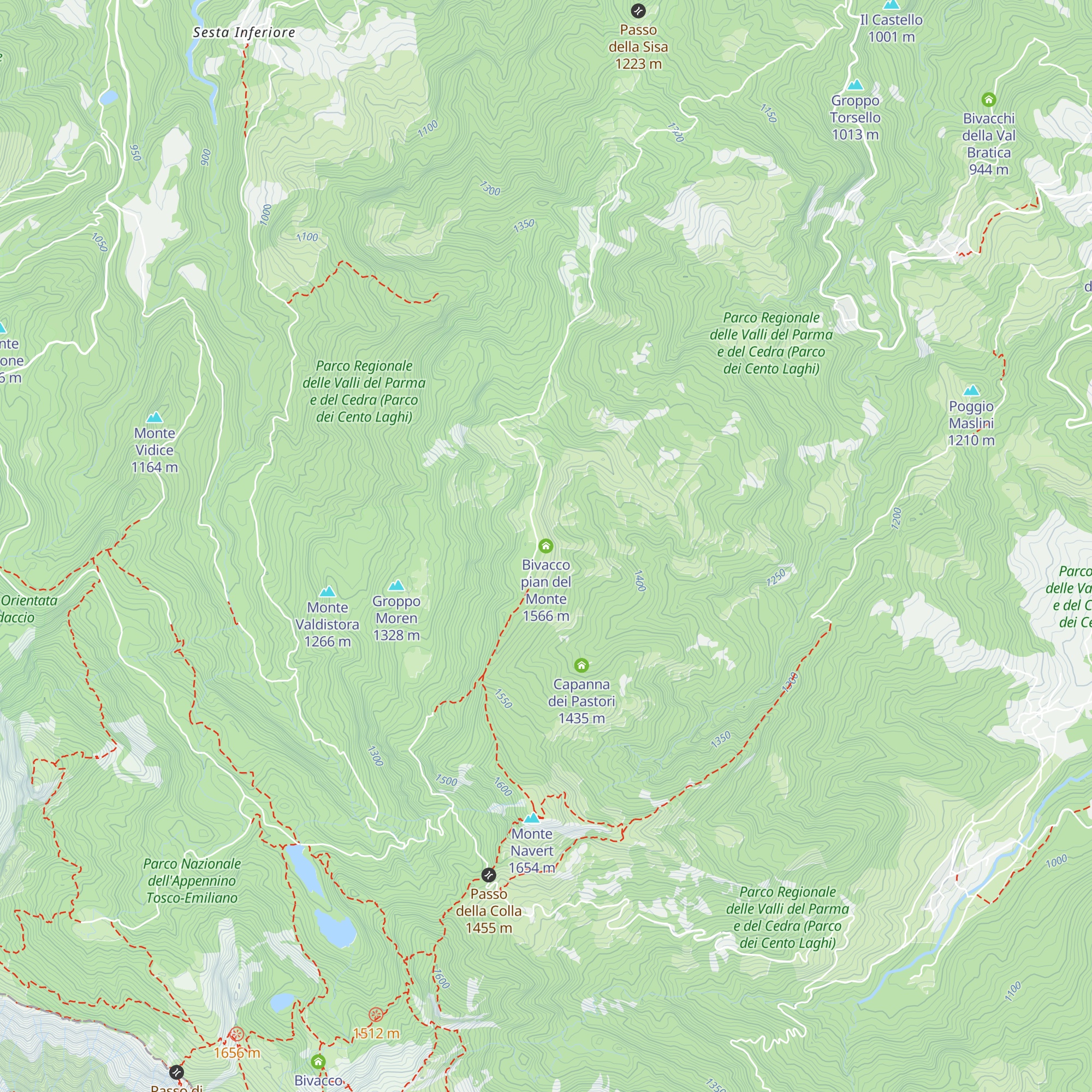 Bivacco pian del Monte map