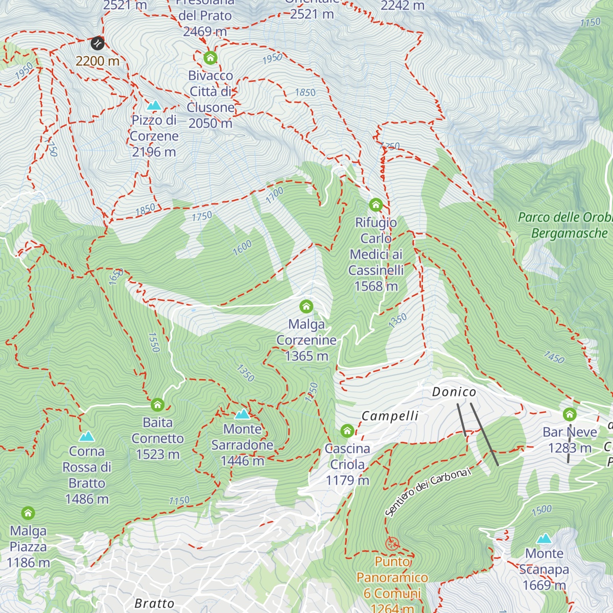 Malga Corzenine map