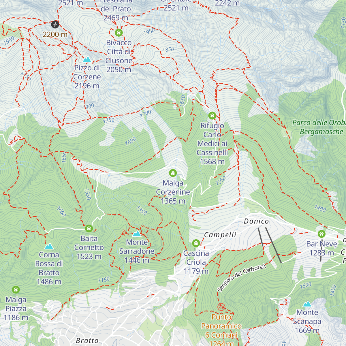 Malga Corzenine map