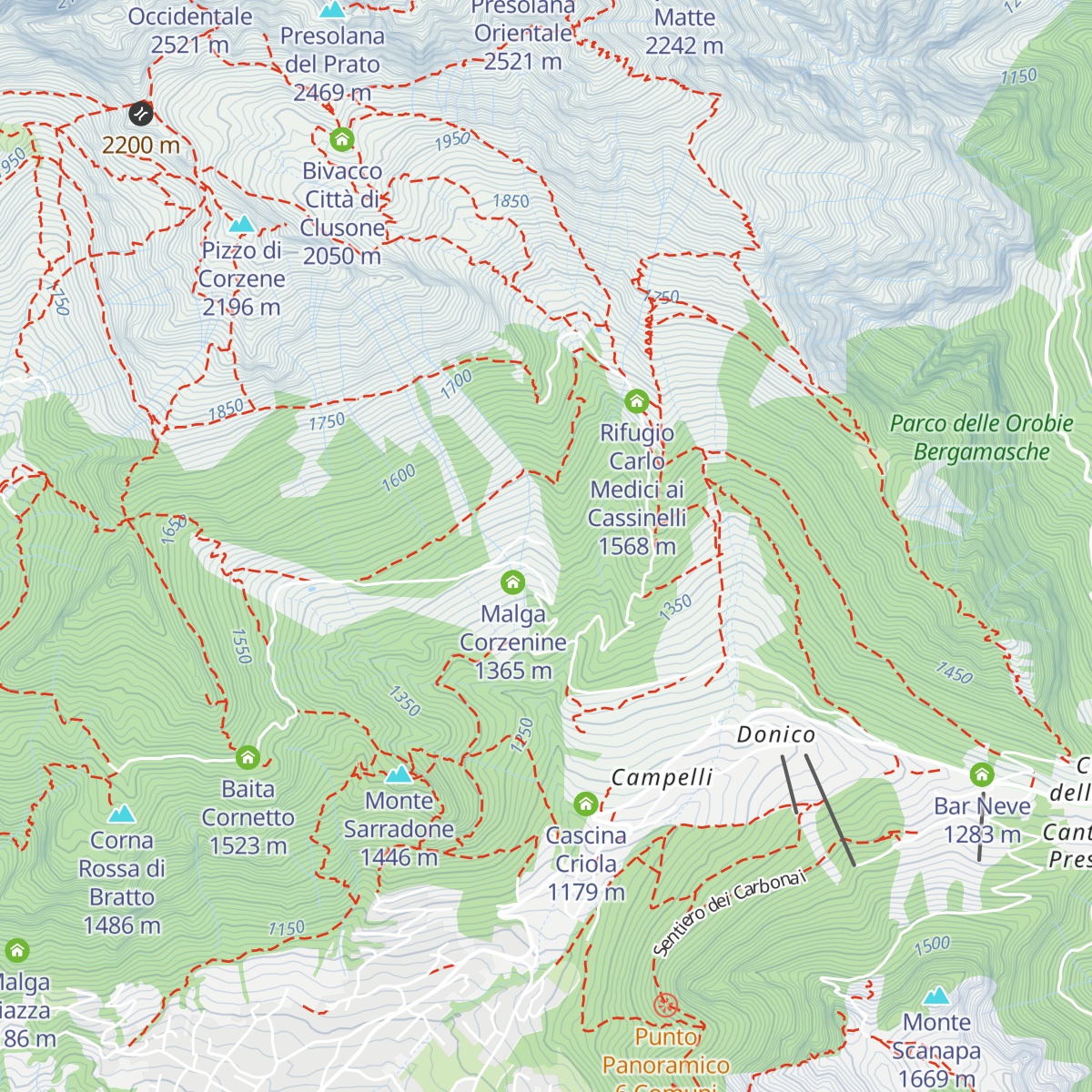 Malga Corzene map