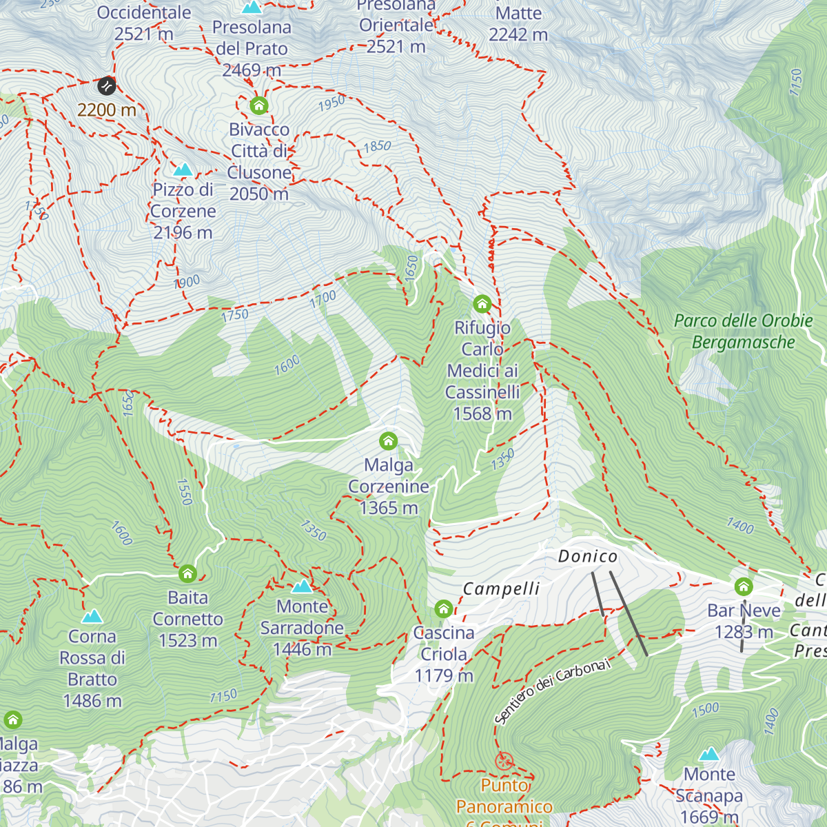 Malga Corzene map