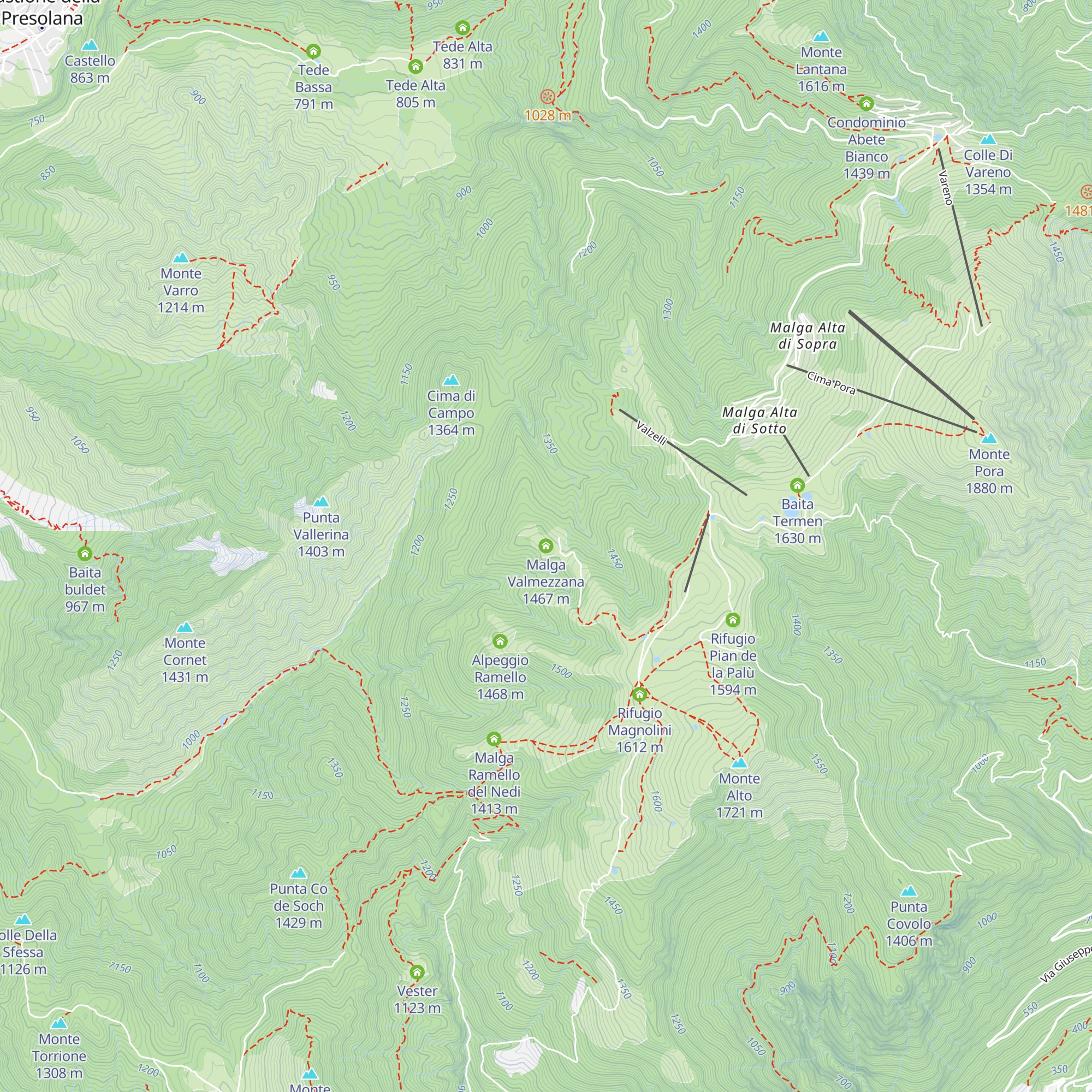 Malga Valmezzana map