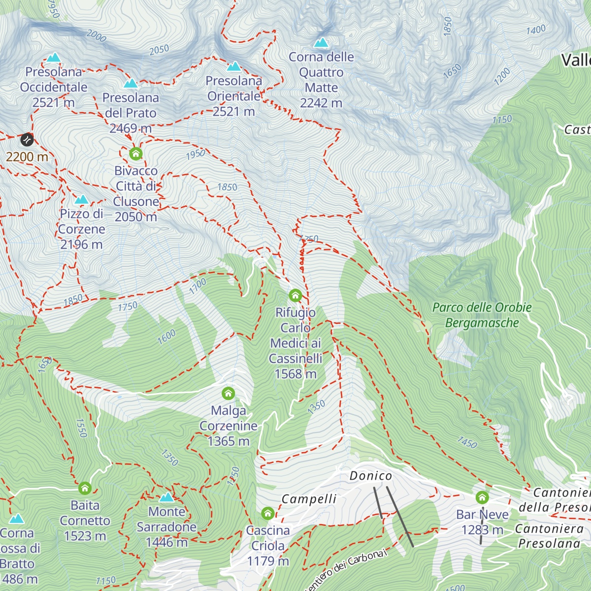 Rifugio Carlo Medici ai Cassinelli map
